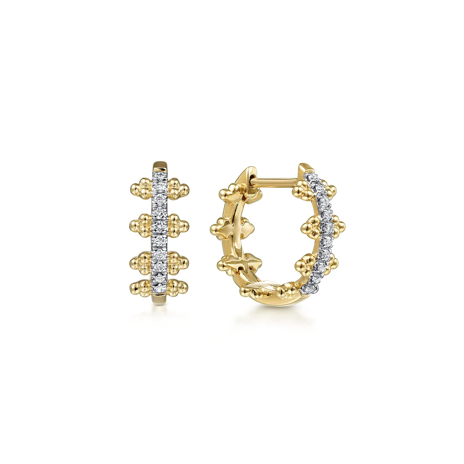 Beaded Pave 10mm Diamond Huggies