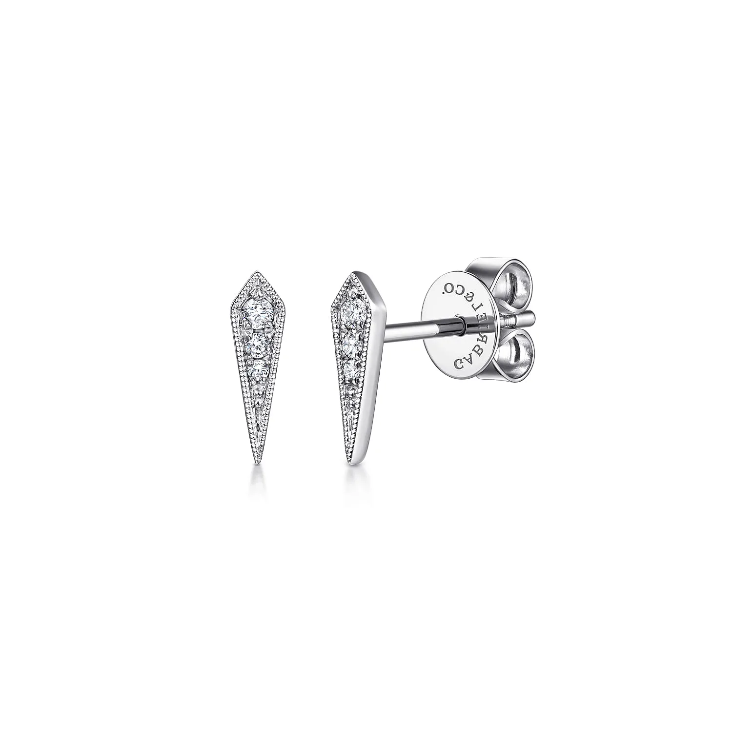 Pointed Diamond Bar Stud Earrings