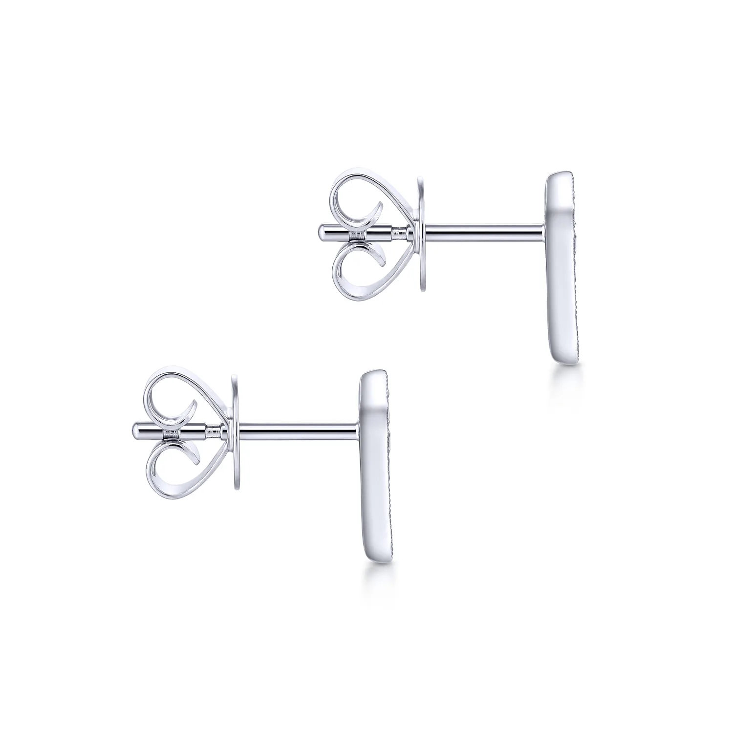 Pointed Diamond Bar Stud Earrings in 14K White Gold, photograph 3