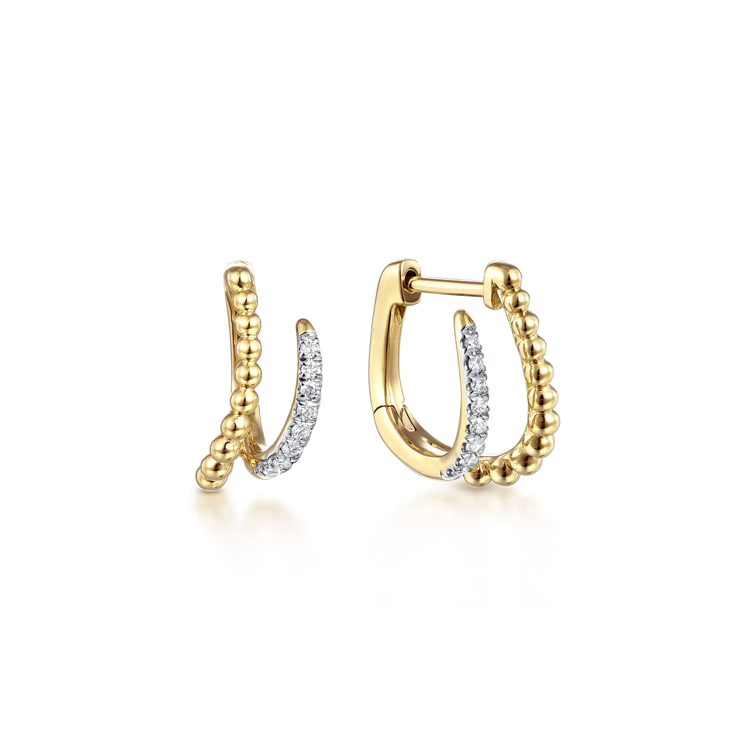 Beaded Pave 10mm Diamond Huggies