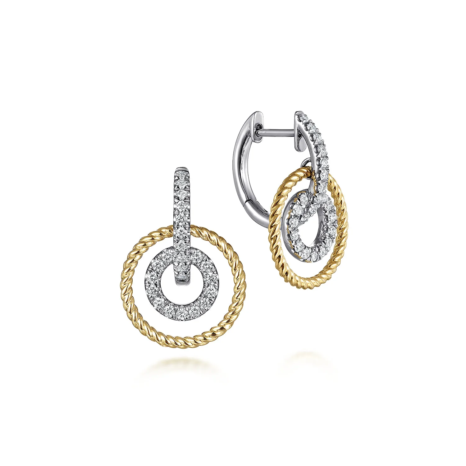 Layered Loop 20mm Diamond Huggie Drop Earrings
