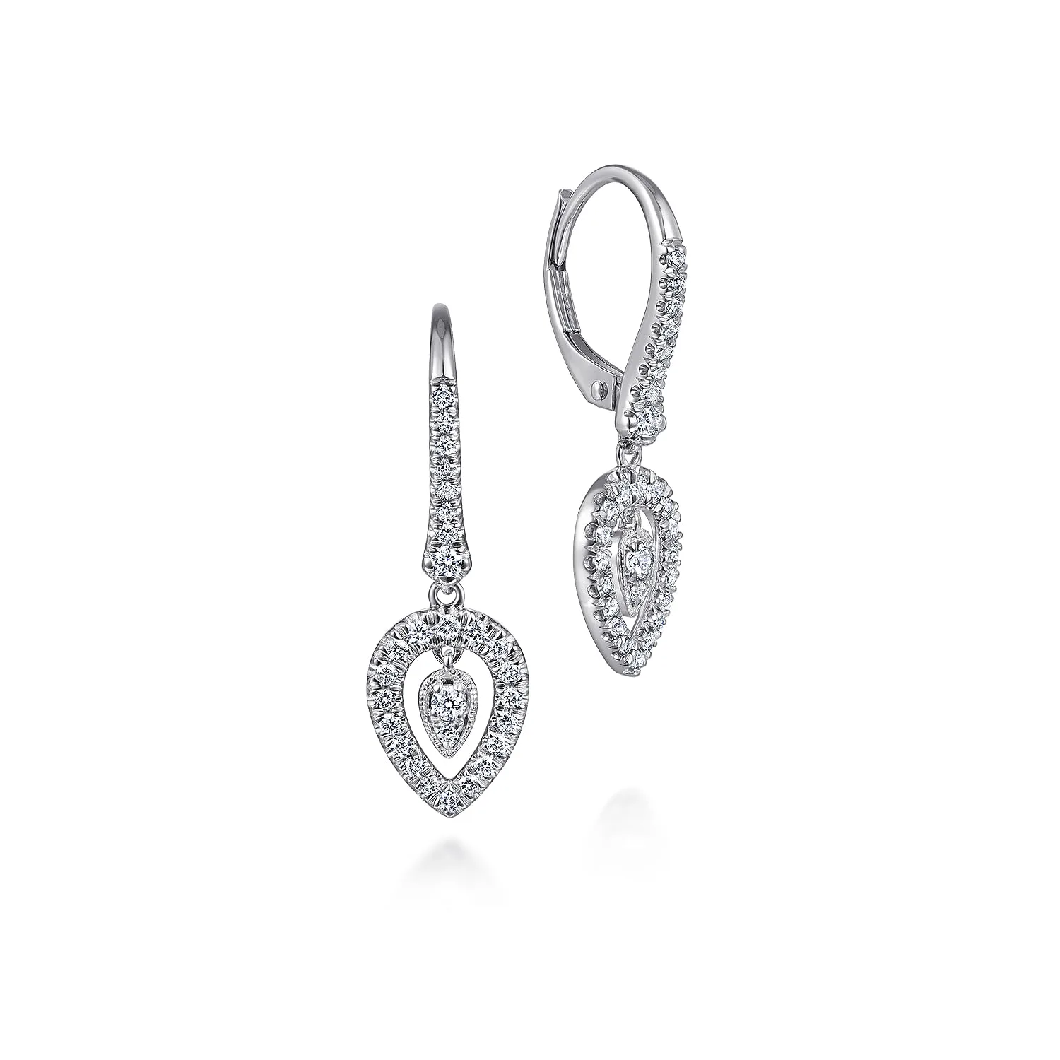 Double Teardrop Leverback Diamond Earrings