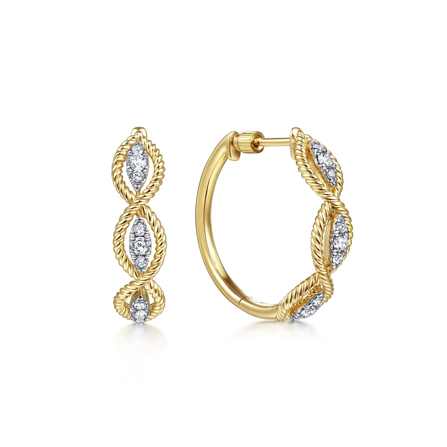 Twisted Layered 20mm Diamond Hoop Earrings