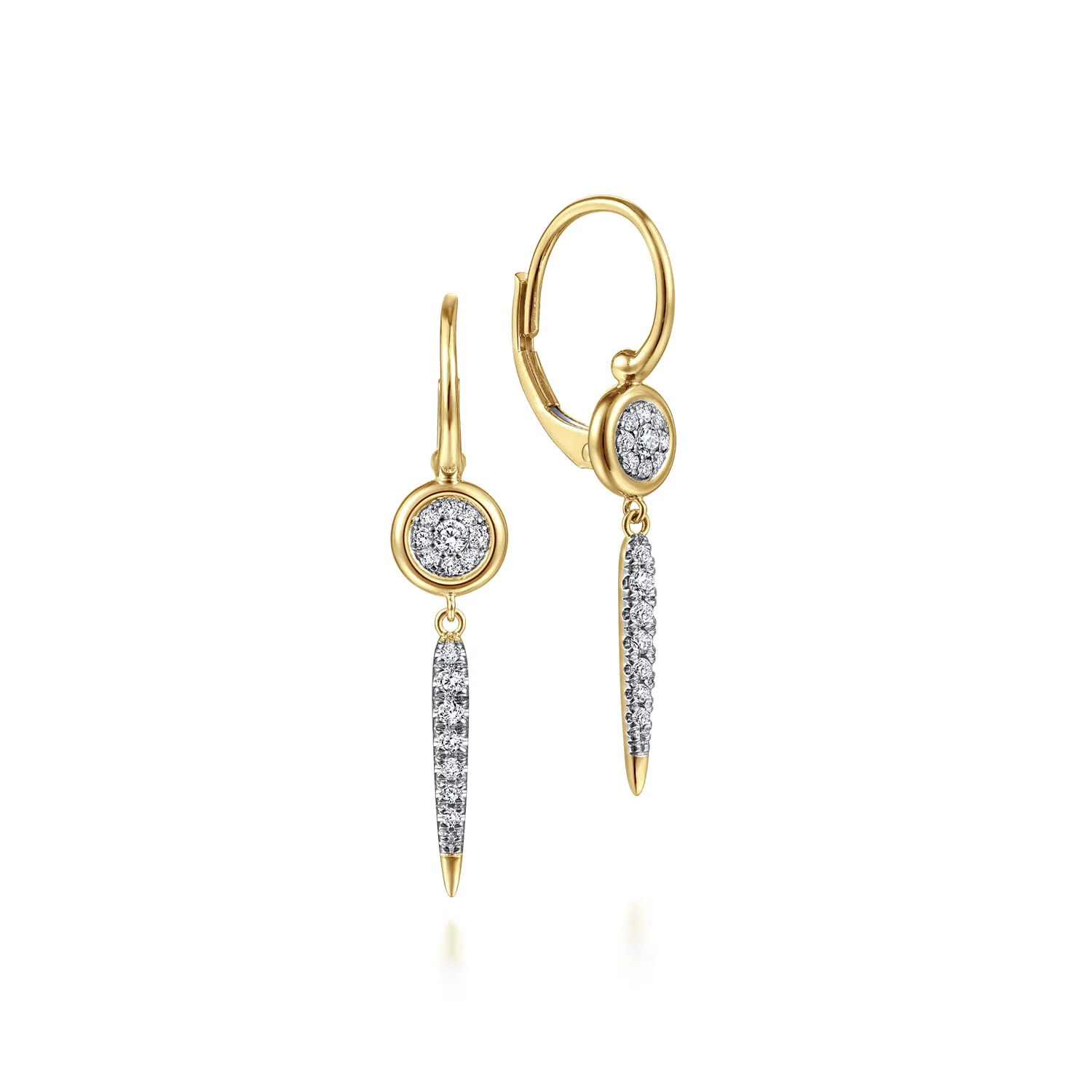 Bezel Set Diamond Cluster with Diamond Spike Drop Earrings