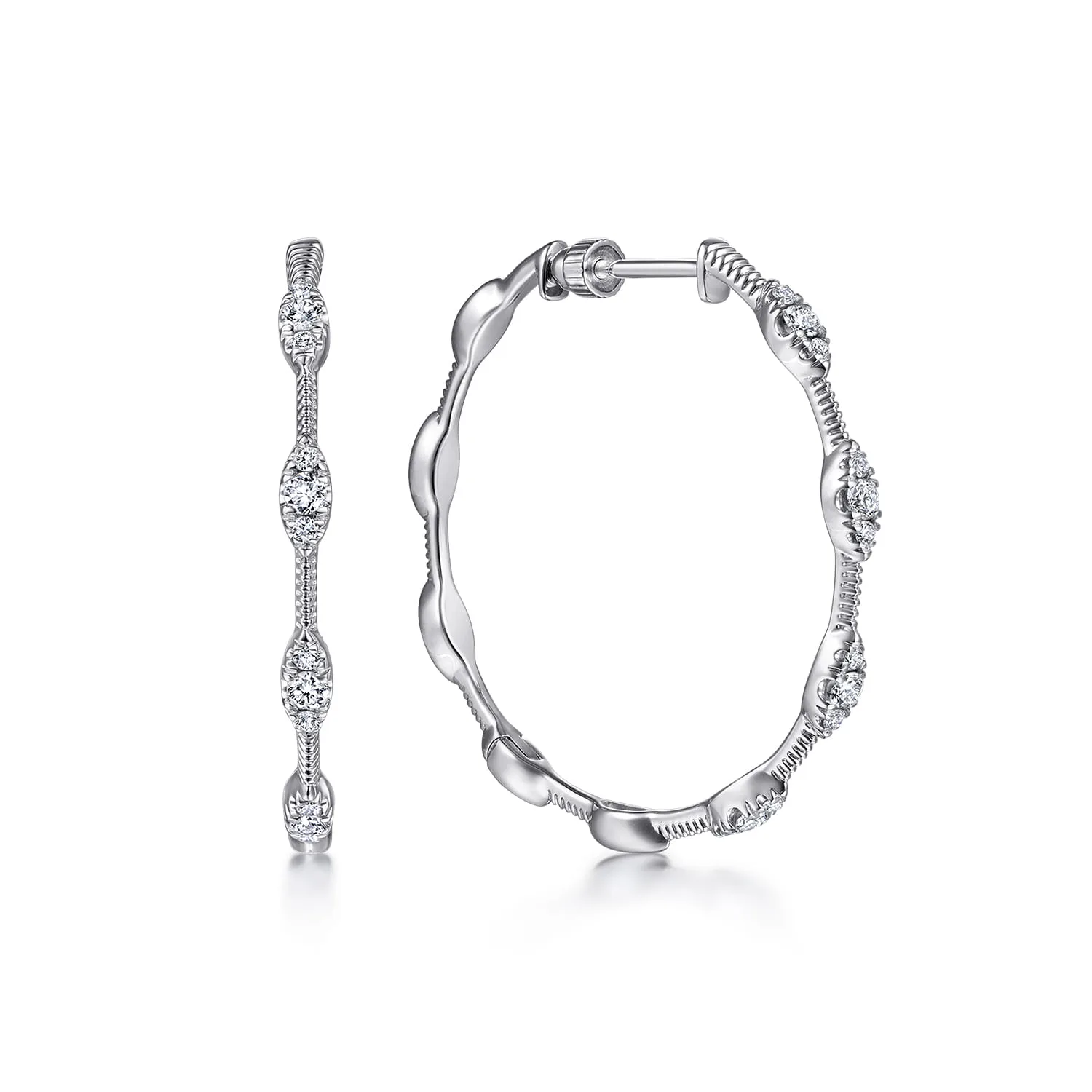 30mm Classic Diamond Hoop Earrings
