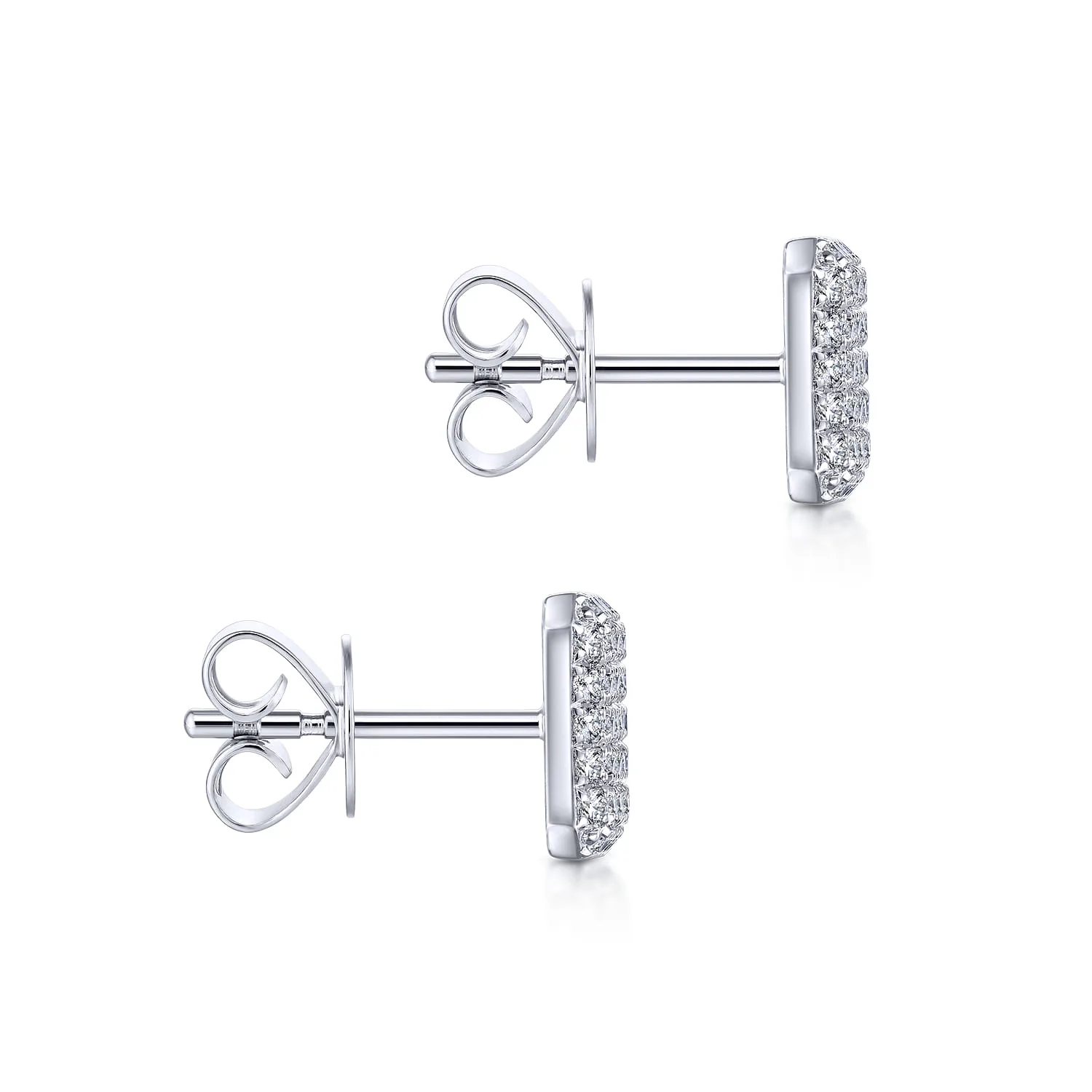 Cluster Square Diamond Stud Earrings in 14K White Gold, photograph 3
