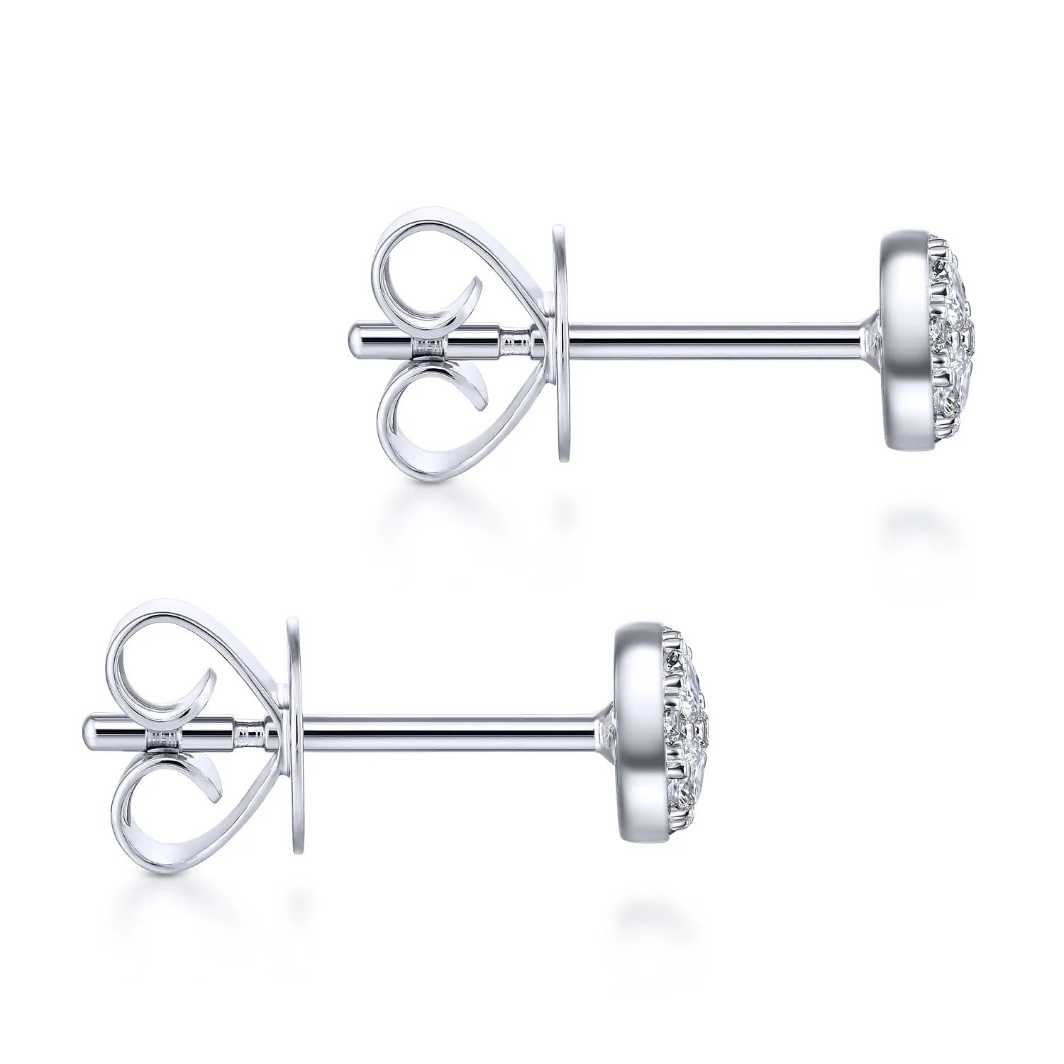 Cluster Diamond Stud Earrings in 14K White Gold, photograph 3