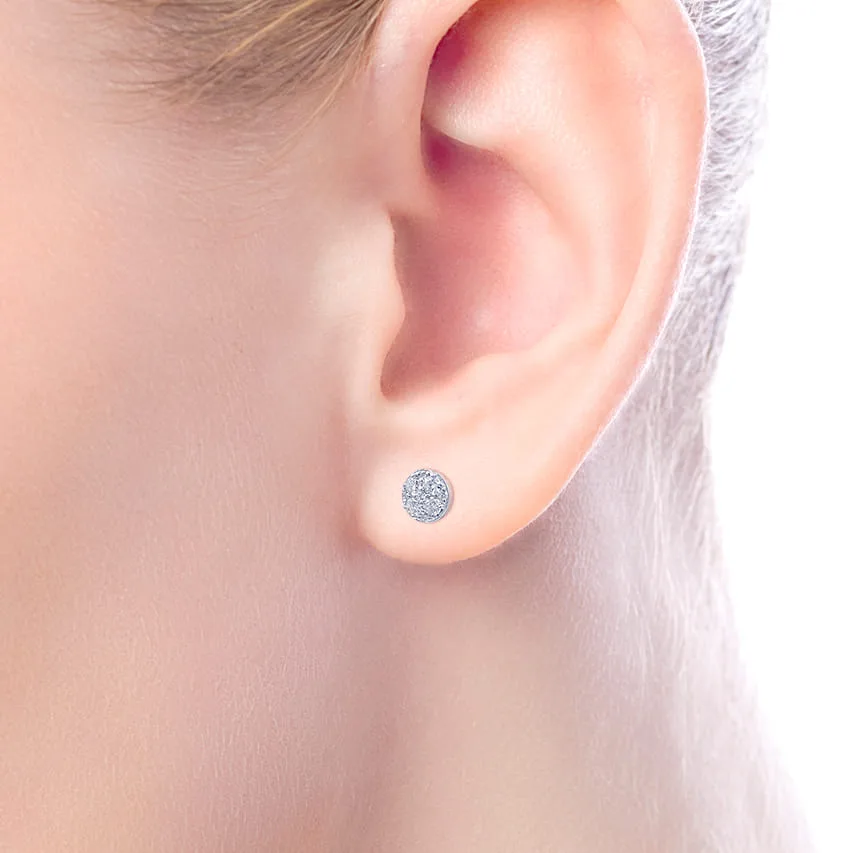 Cluster Diamond Stud Earrings in 14K White Gold, photograph 4