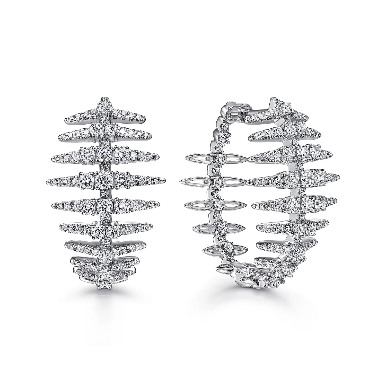 Diamond Fishbone Intricate Hoop Earrings