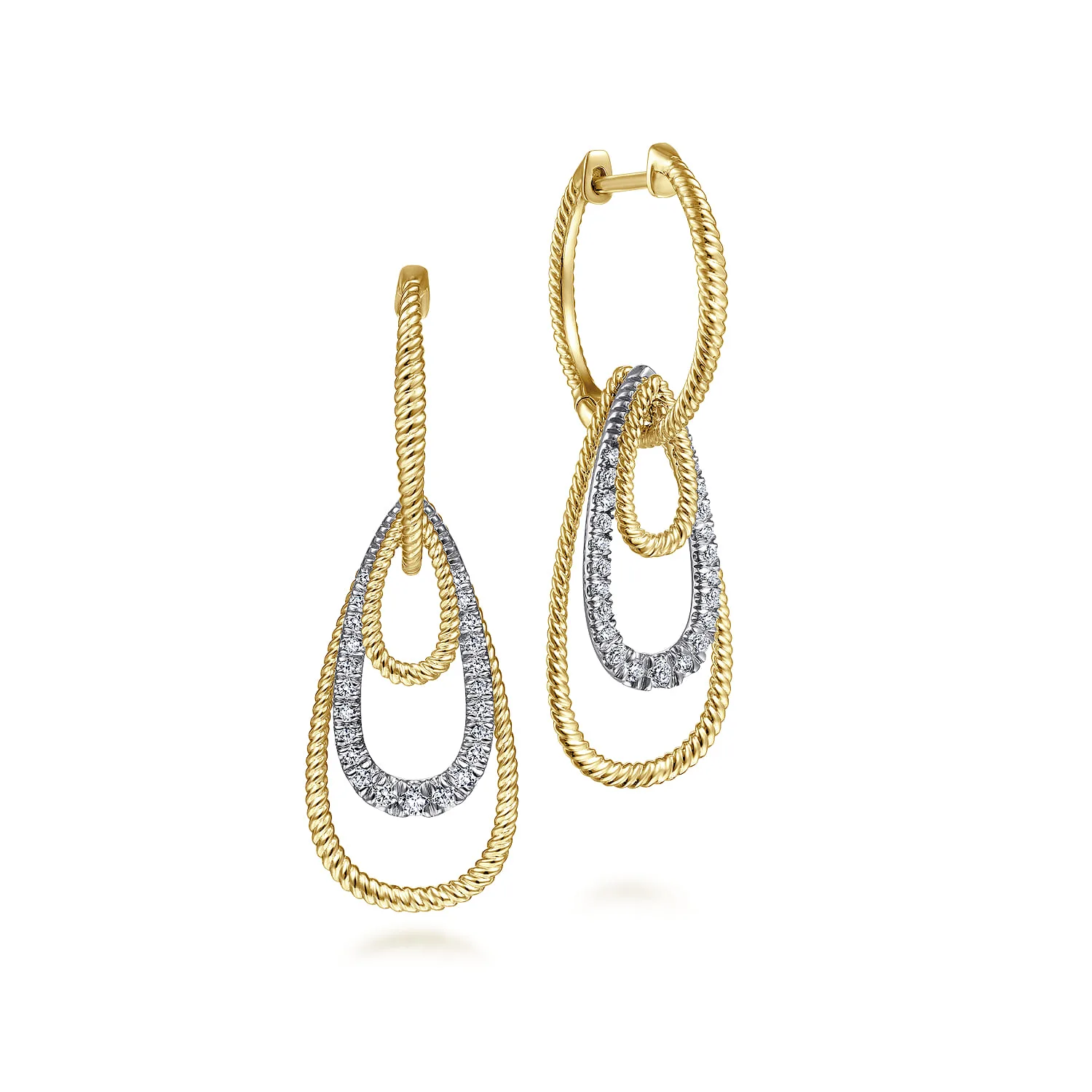 Diamond Huggie Earrings With Graduating Teardrops