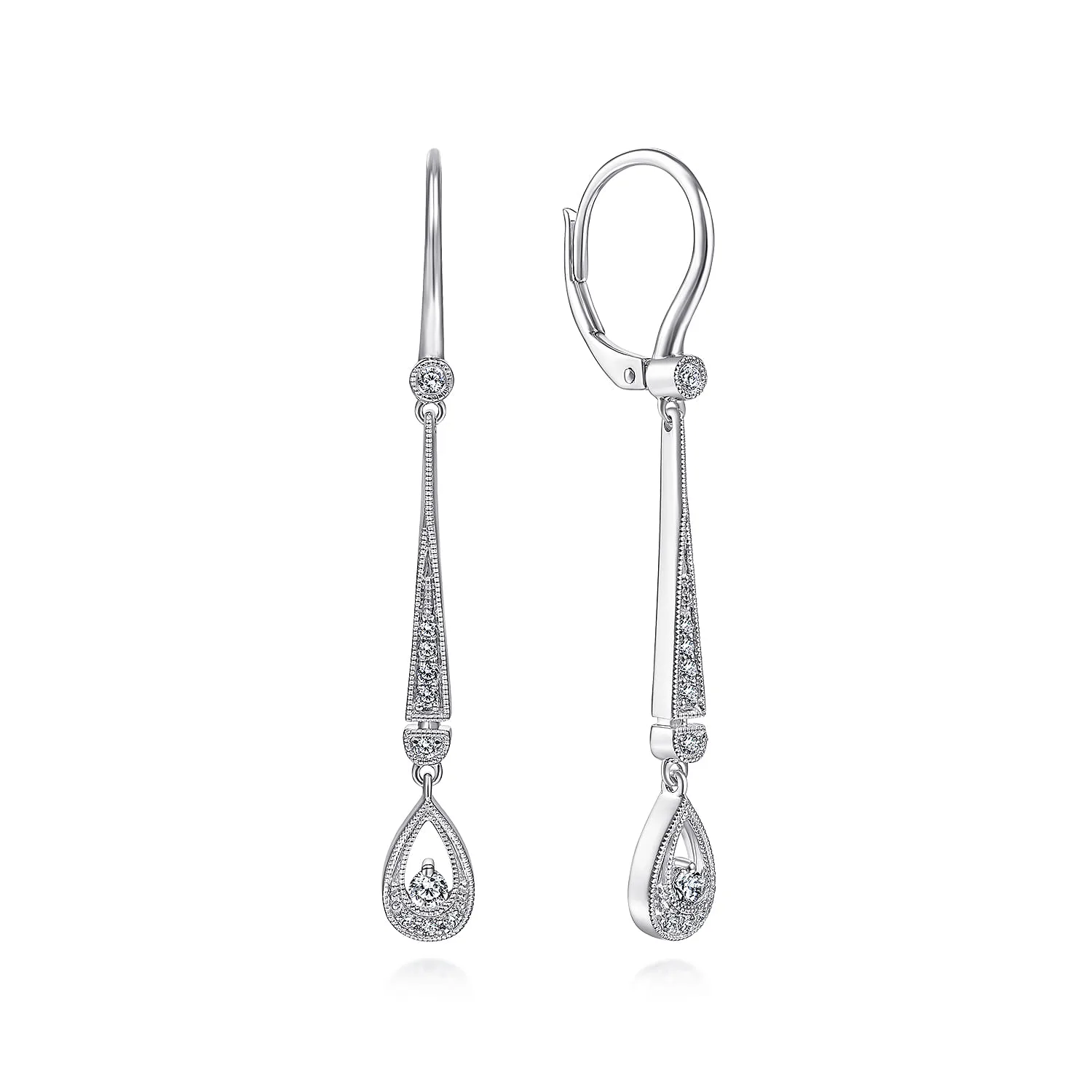Diamond Bar Leverback Earrings