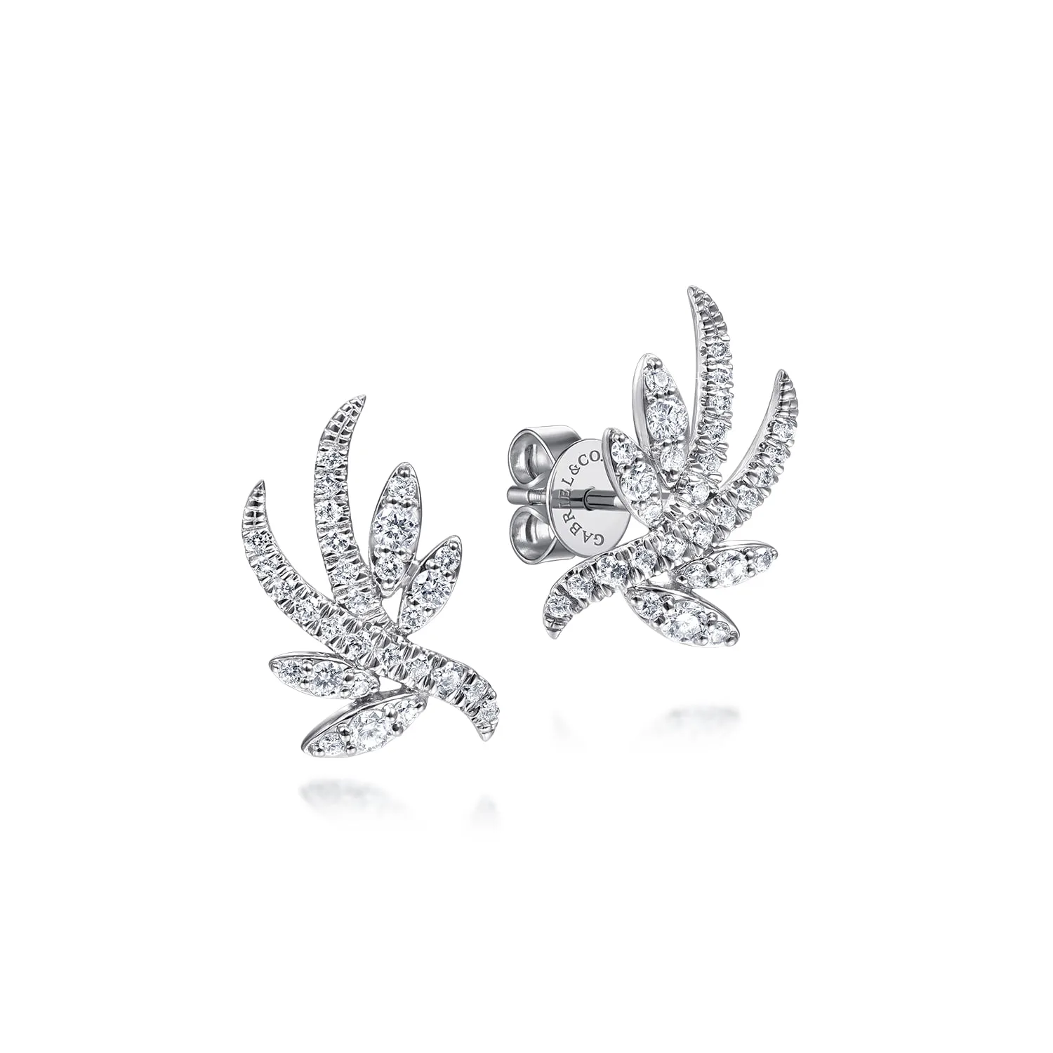 Whimsical Diamond Leaf Stud Earrings
