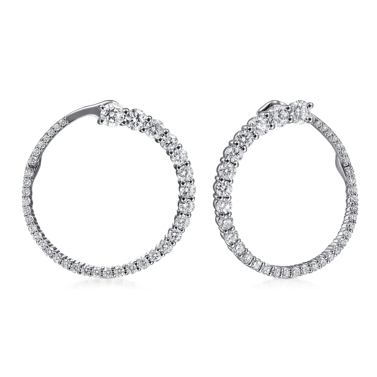 Open Diamond Circle Bypass Hoop Earrings