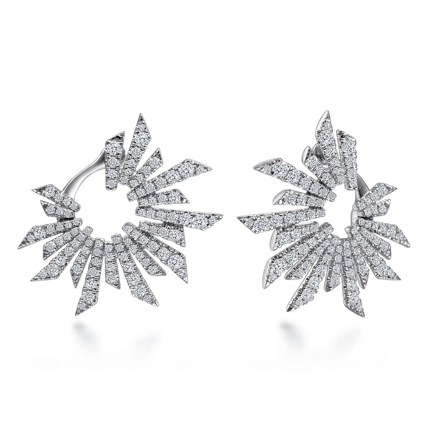 Bursting Diamond Open Circle Bypass Earrings