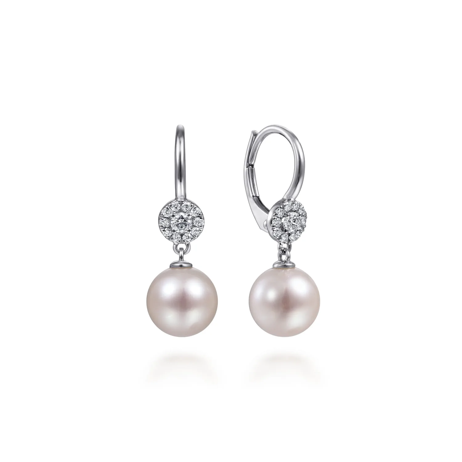 Cluster Diamond Disc and Pearl Drop Earrings