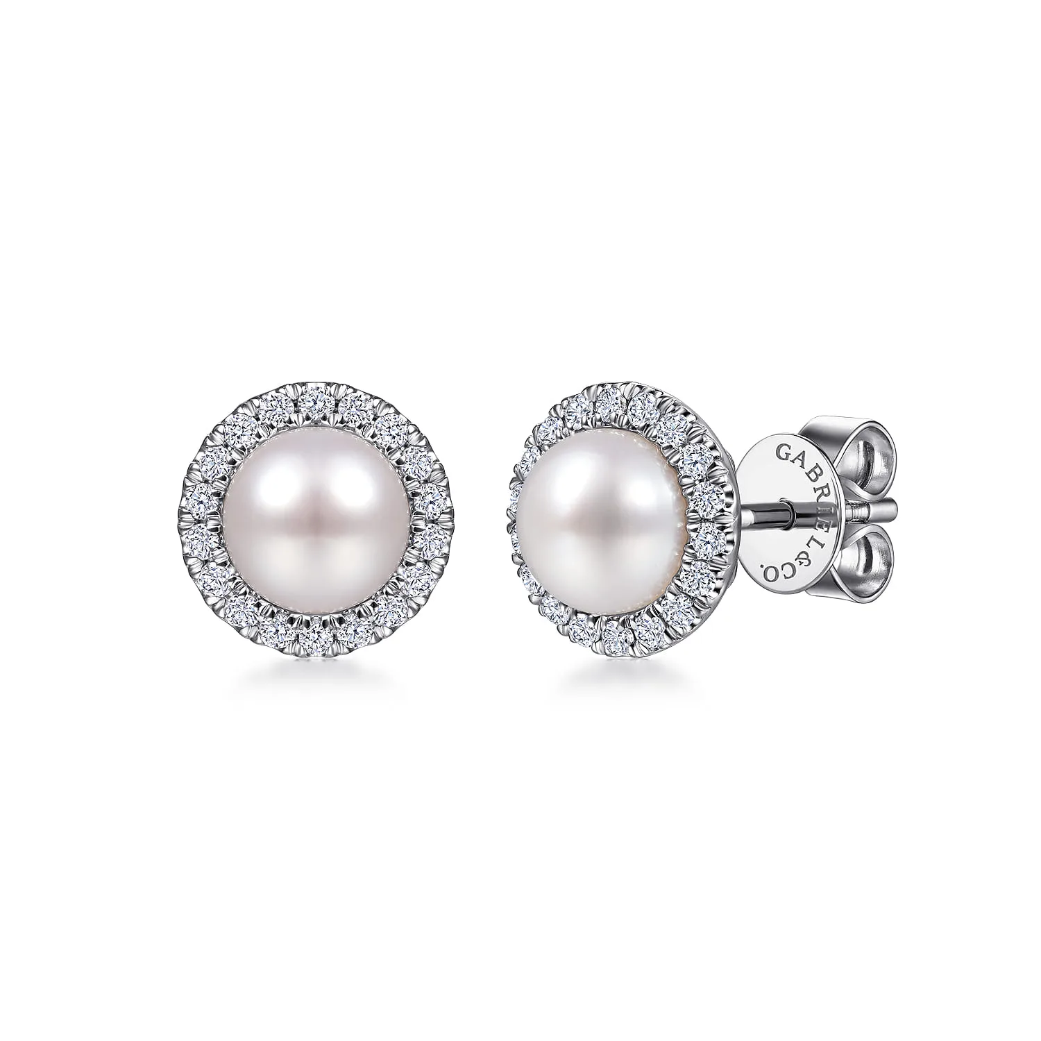 Pearl and Diamond Halo Stud Earrings