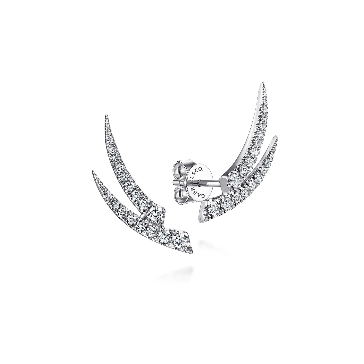 Curved Double Bar Diamond Stud Earrings