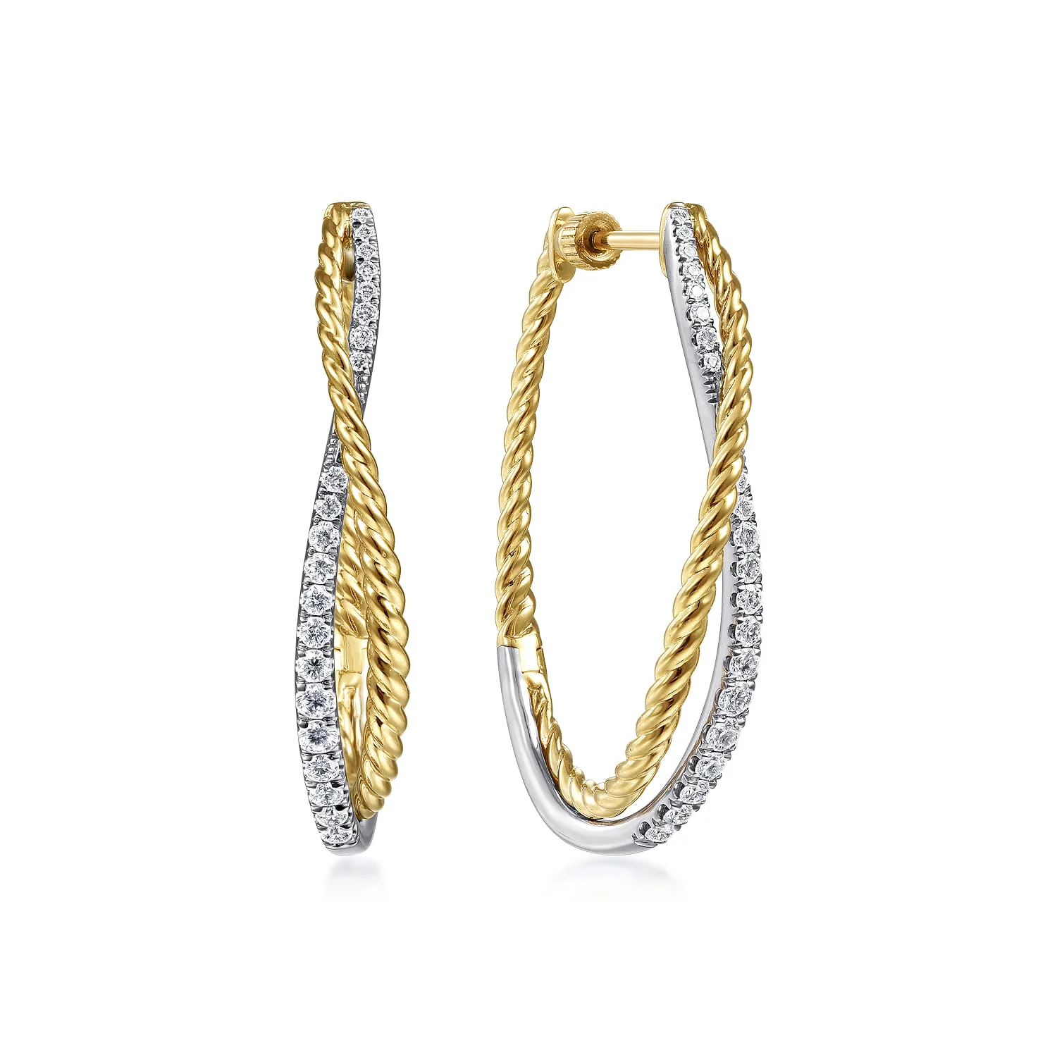 Twisted 35mm Classic Diamond Hoop Earrings