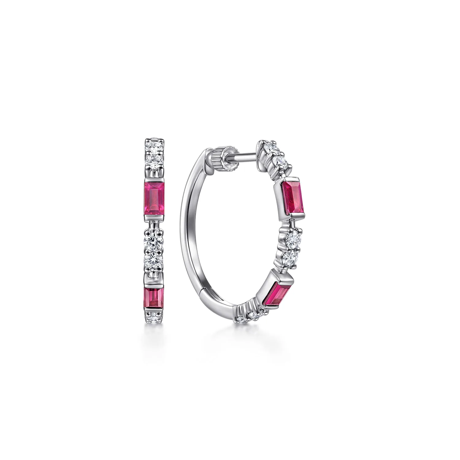 20mm Ruby and Diamond Classic Hoop Earrings
