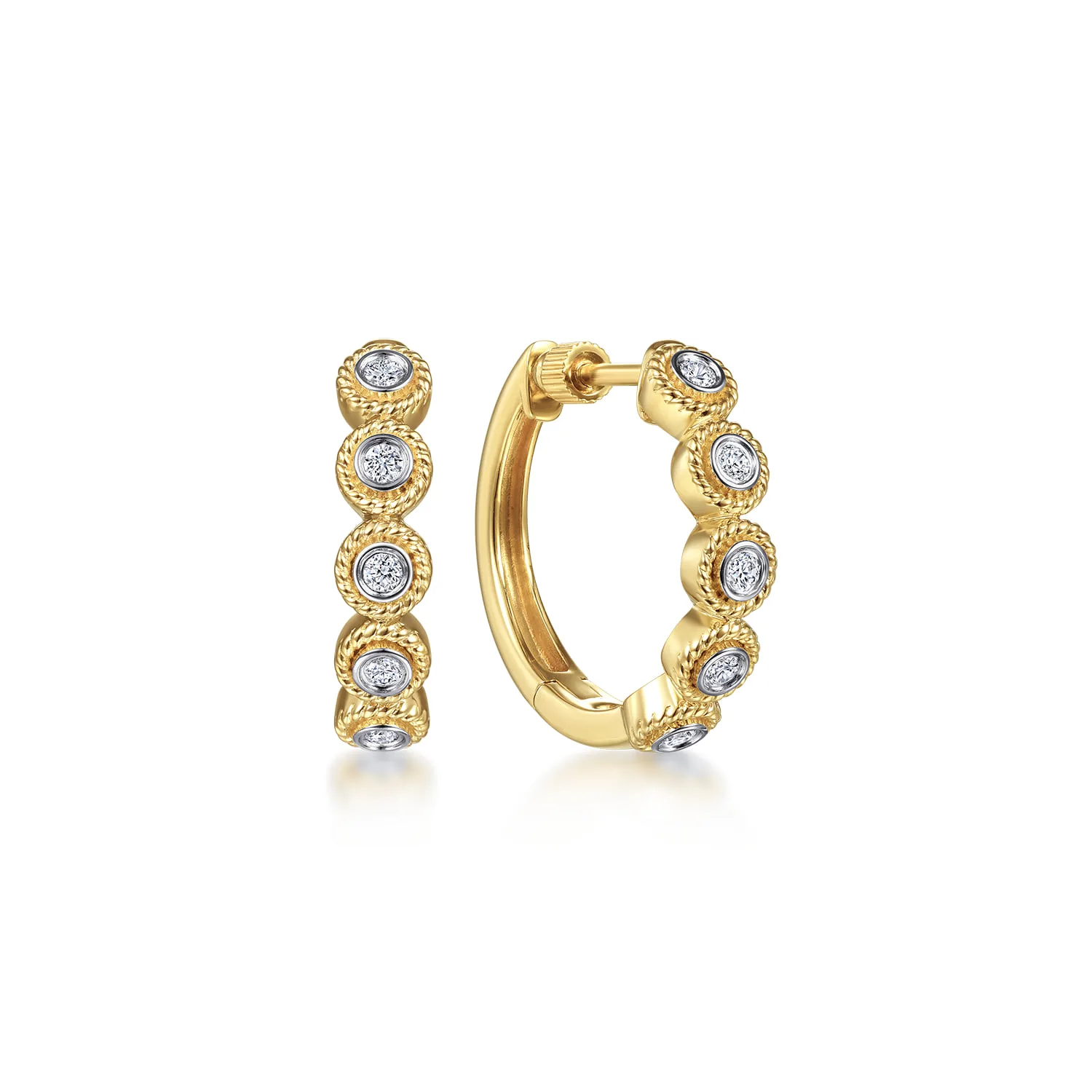 20mm Diamond Station Classic Hoop Earrings