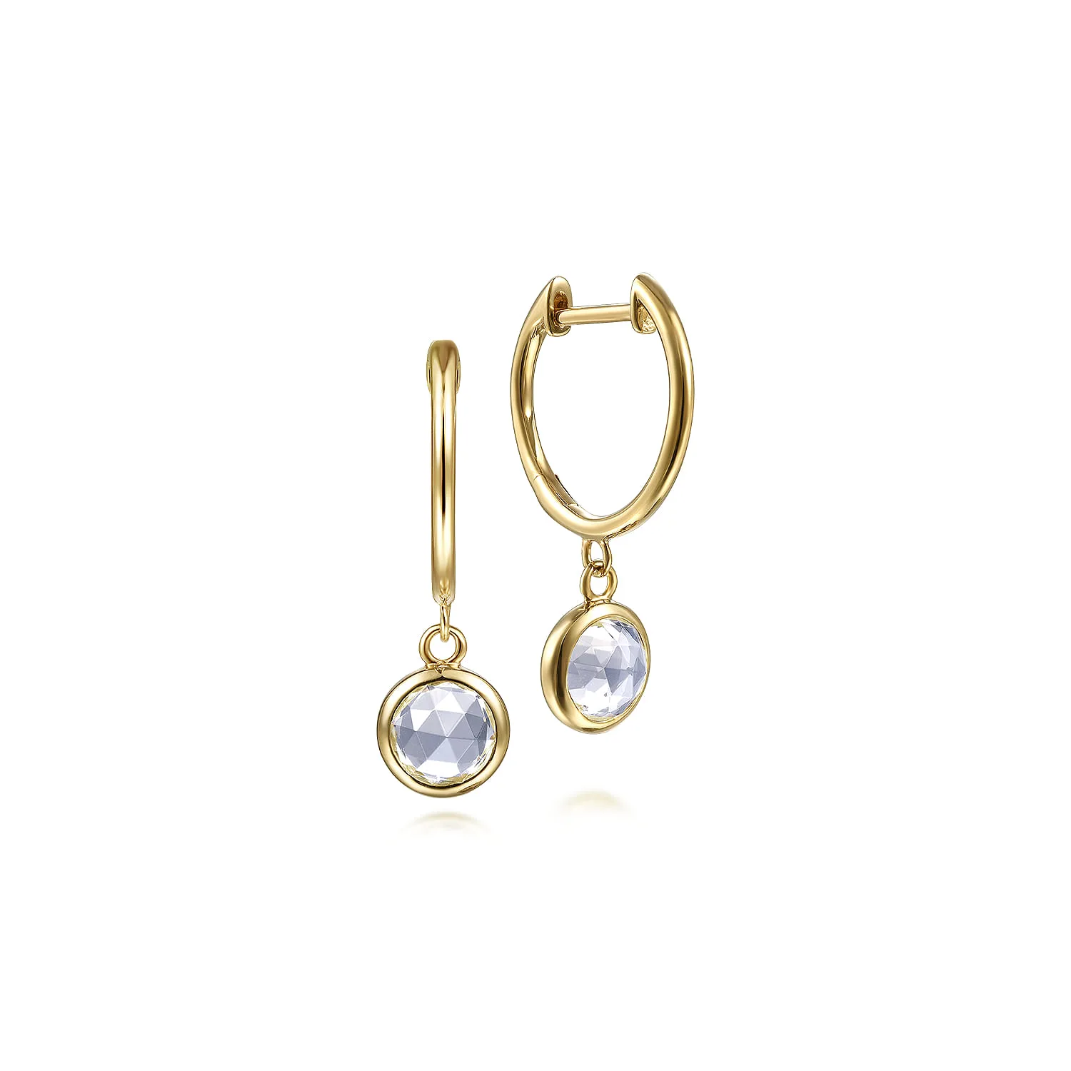 Huggies with White Topaz Bezel Drops