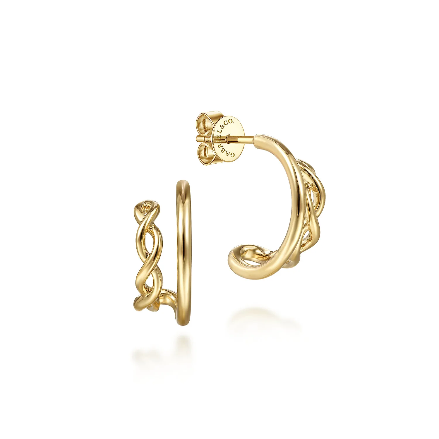 Split J Shape Stud Earrings
