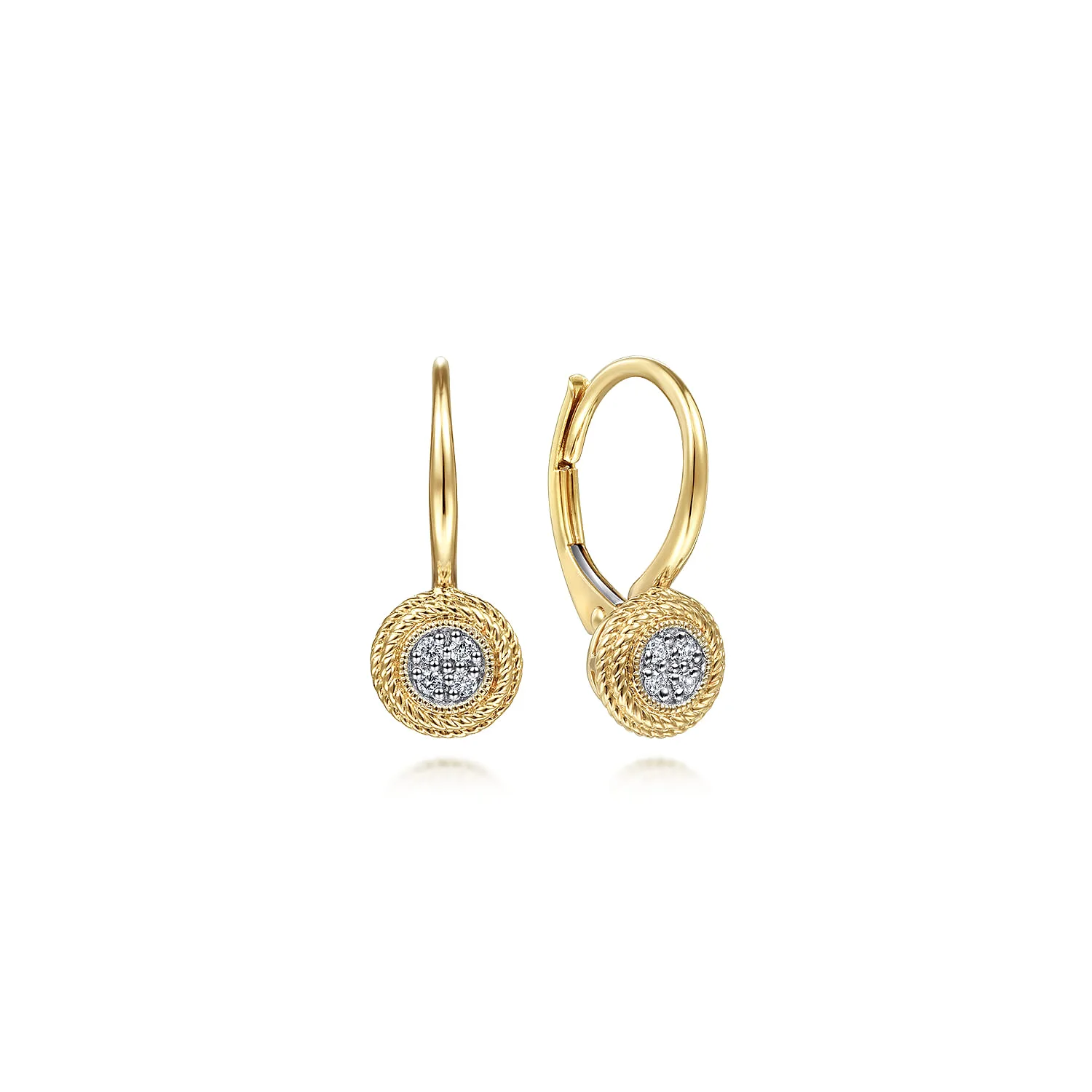 Twisted Rope Frame Diamond Leverback Earrings