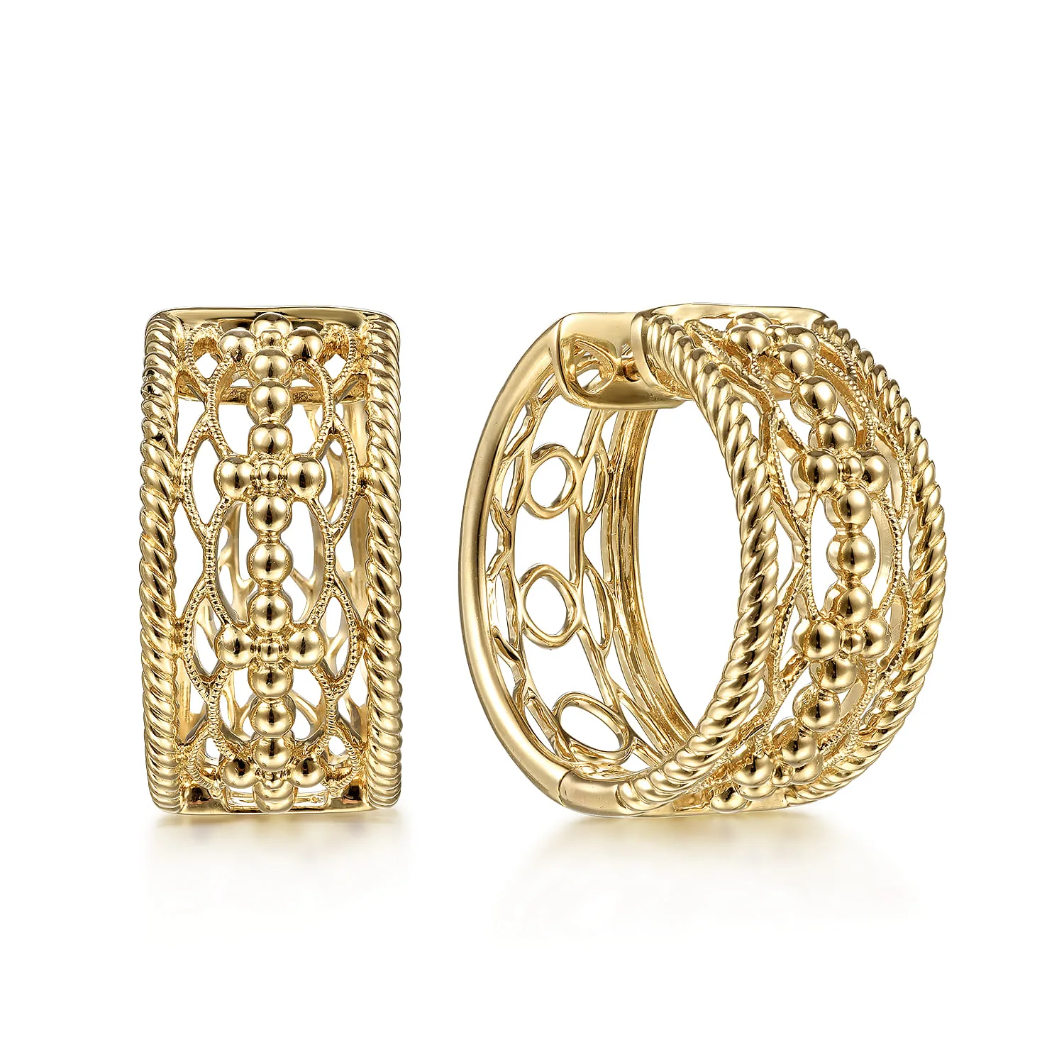20 mm Wide Open Pattern Huggie Earrings