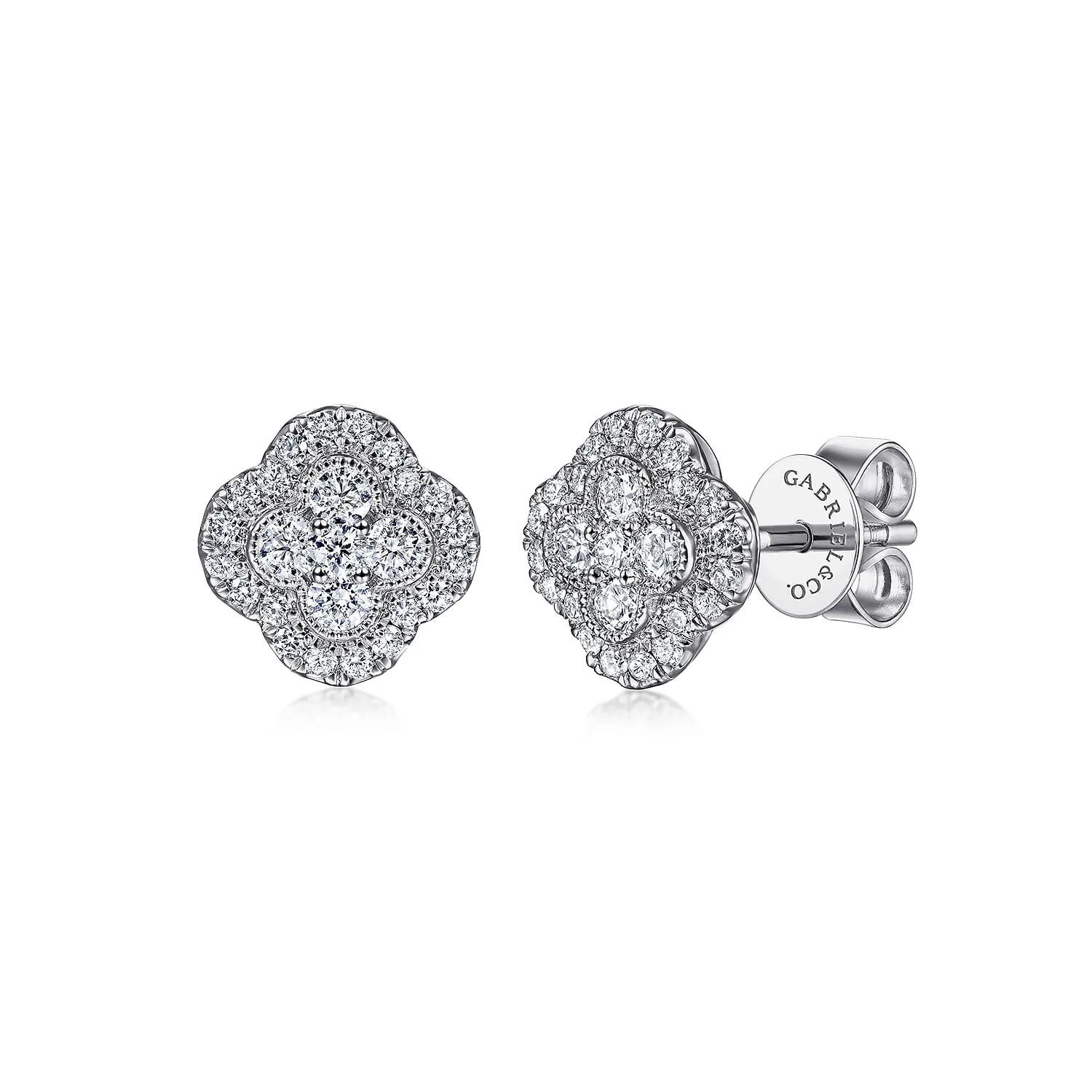 Diamond Clover Stud Earrings