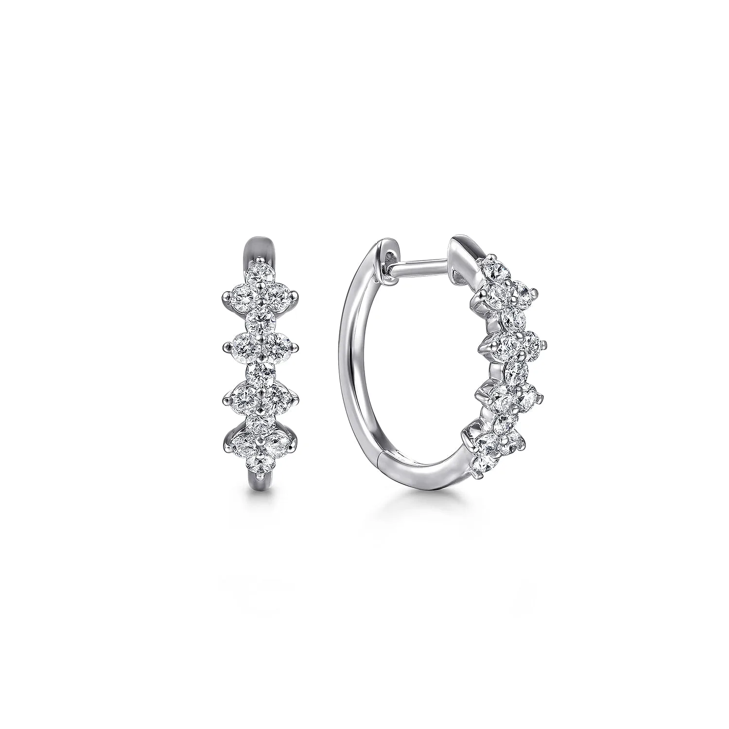 15mm Diamond Cluster Huggie Earrings
