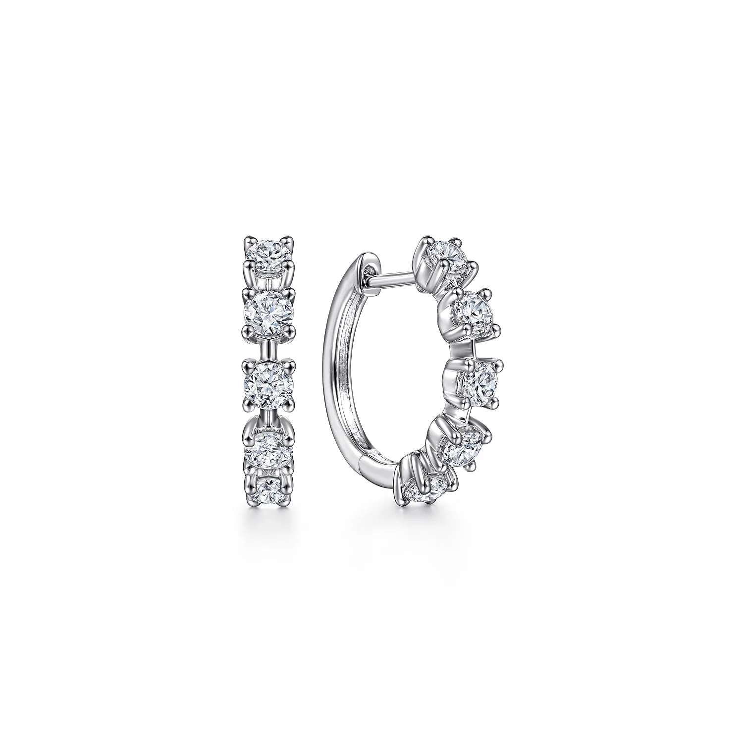 15mm Diamond Station Huggie Earrings