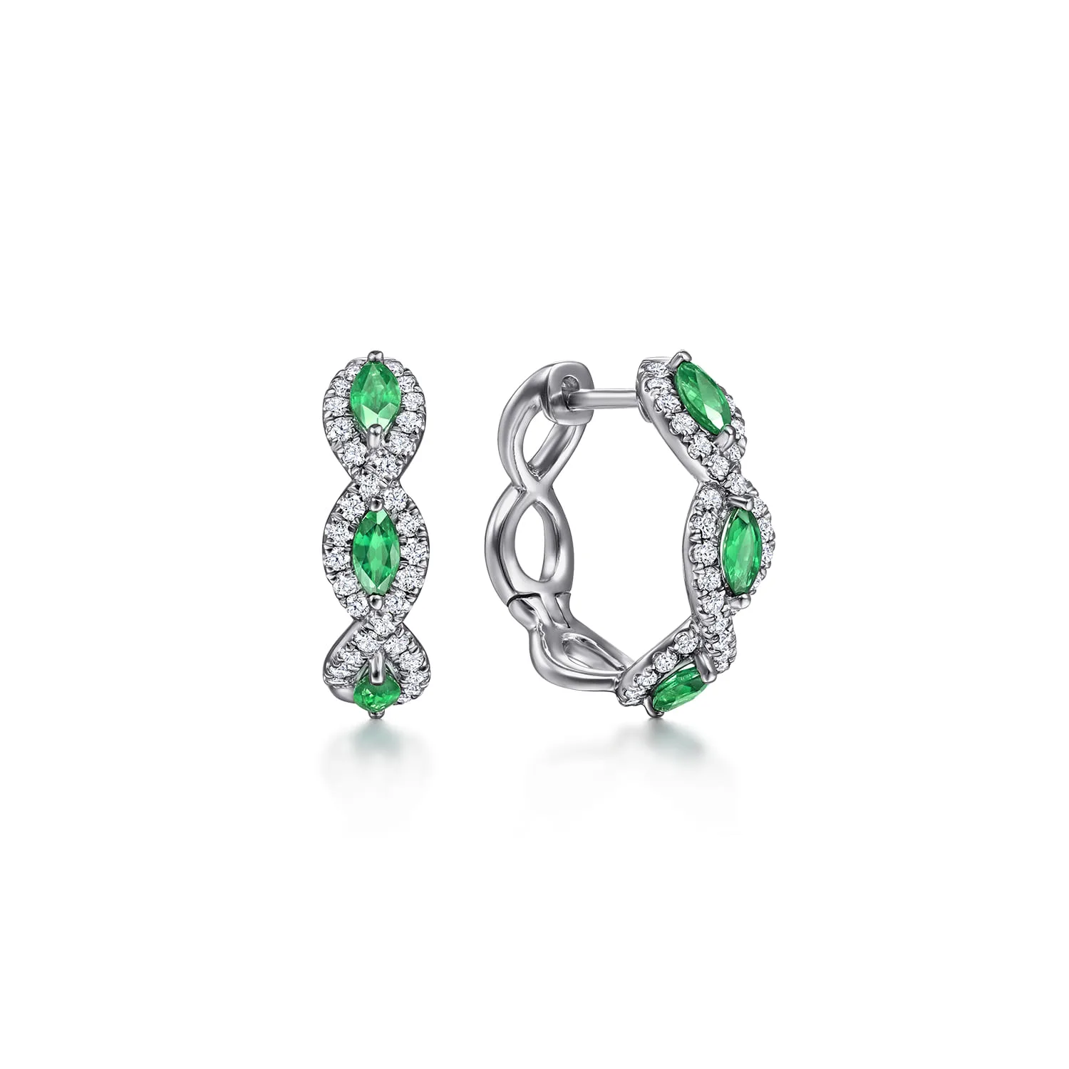 15mm Diamond and Emerald Earrings