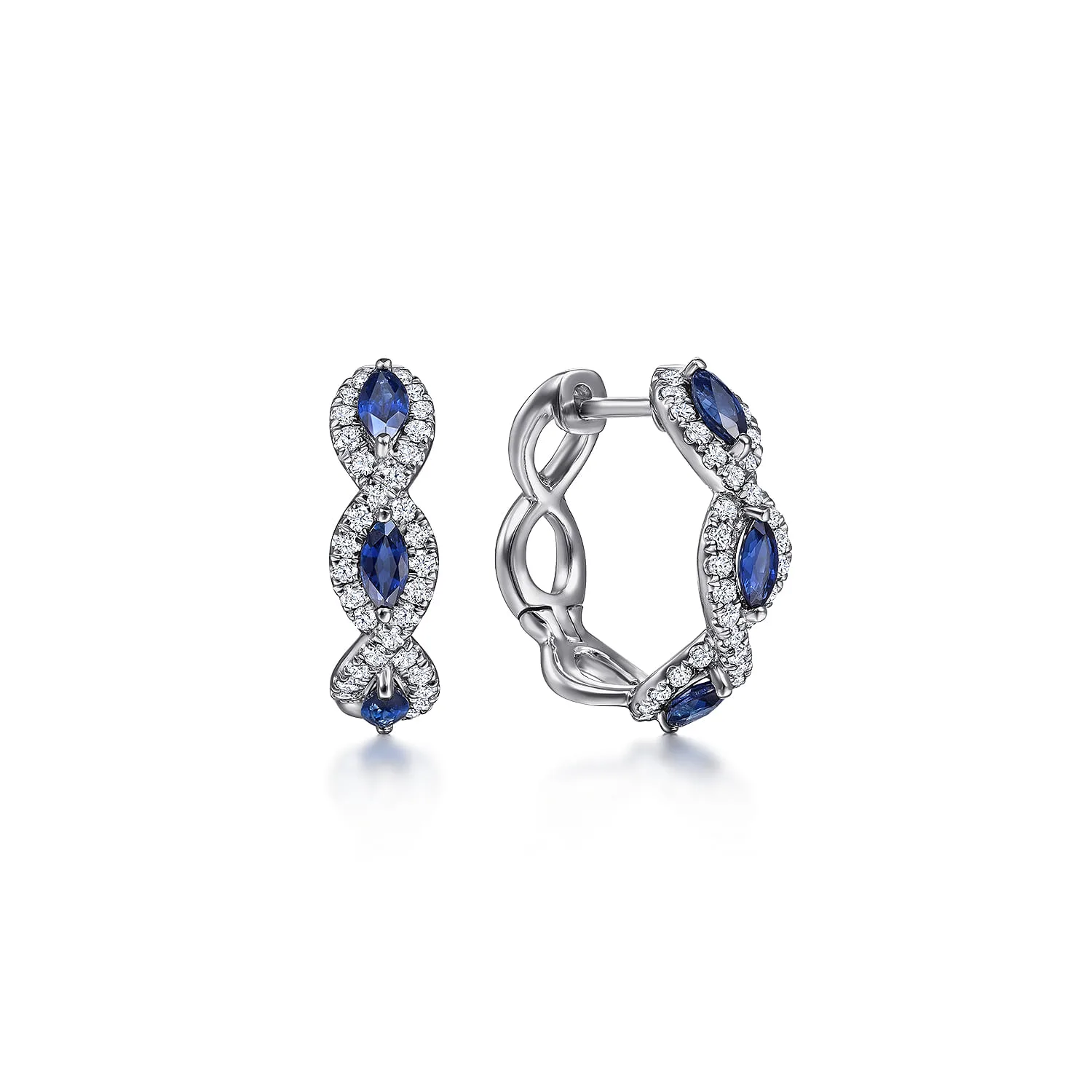 15mm Diamond and Sapphire Earrings