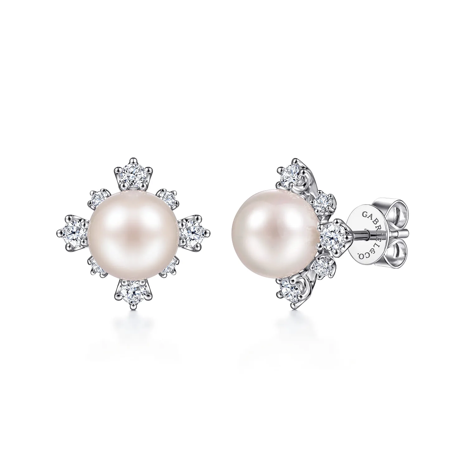 Diamond and Pearl Stud Earrings