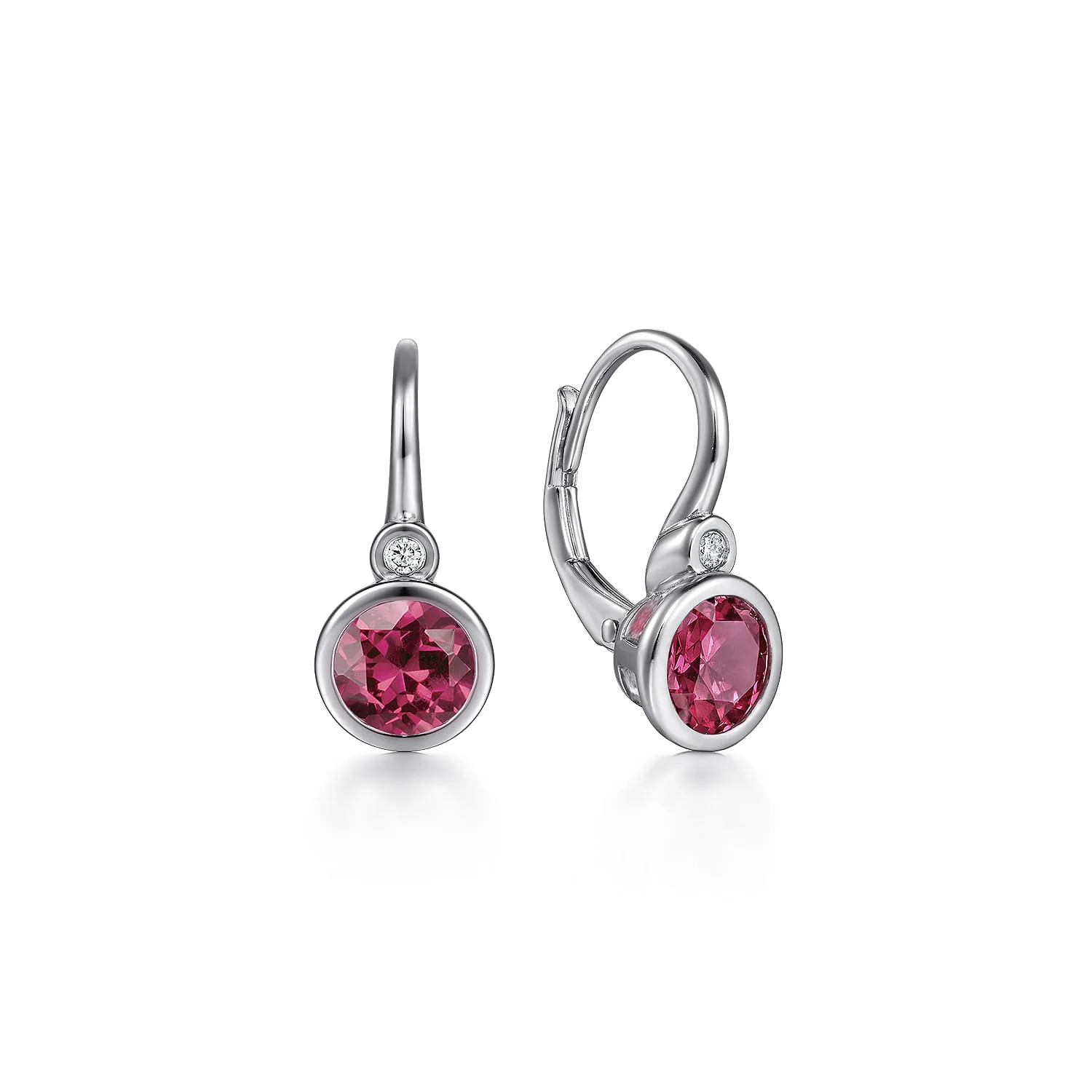 Pink Tourmaline and Diamond Leverback Earrings