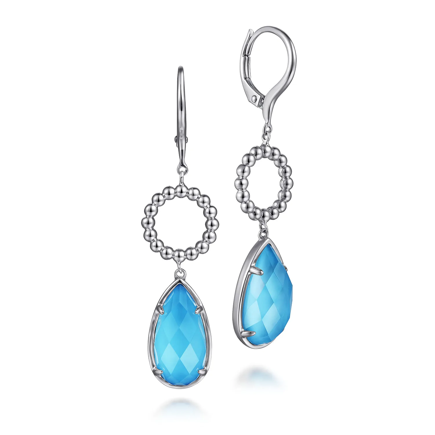 Rock Crystal and Turquoise Long Teardrop Earrings