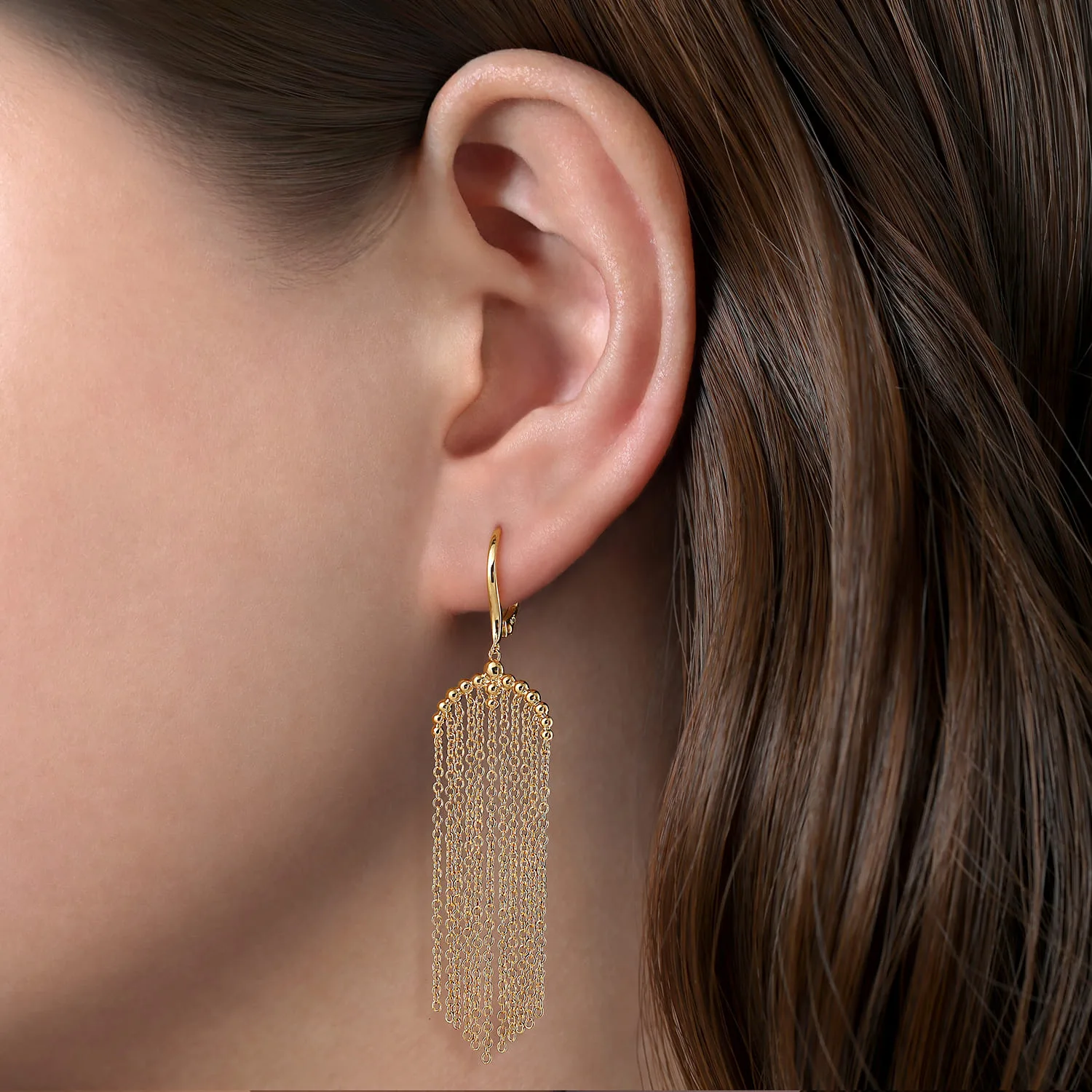 Bujukan Tassel Drop Earrings in 14K Yellow Gold, photograph 2