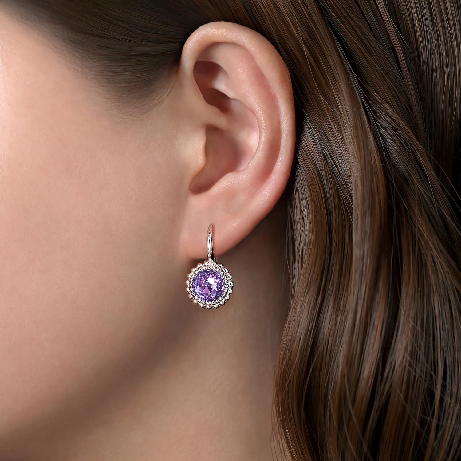 Faceted Amethyst Bujukan Earrings in Sterling Silver, photograph 2