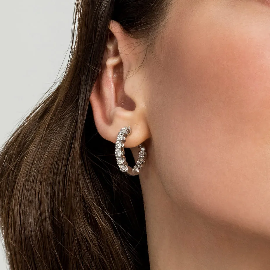 20mm Diamond Inside Out Hoop Earrings in 14K White Gold, photograph 3