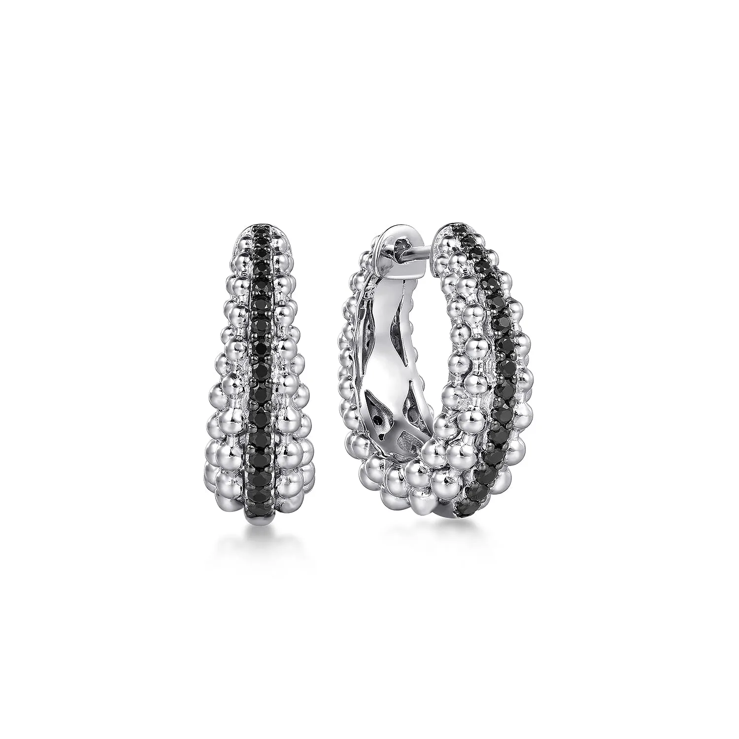 Black Spinel Bujukan Classic Hoop Earrings