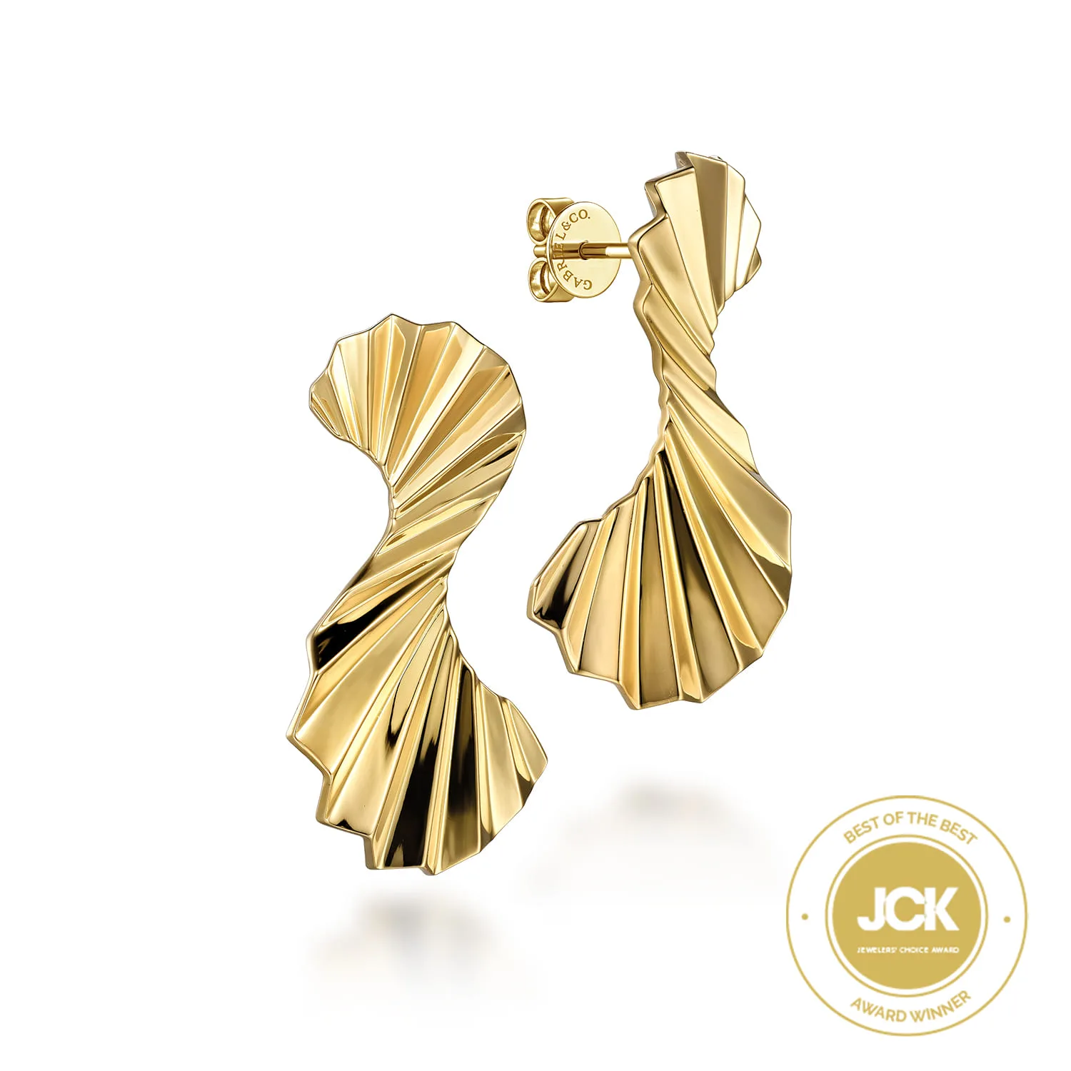 Diamond Cut Texture Free Form Drop Earrings