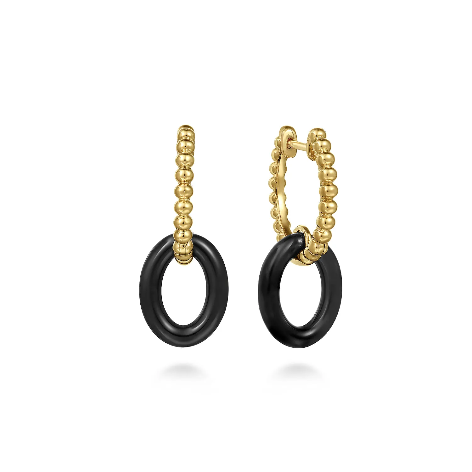 Black Ceramic Bujukan Huggie Drop Earrings