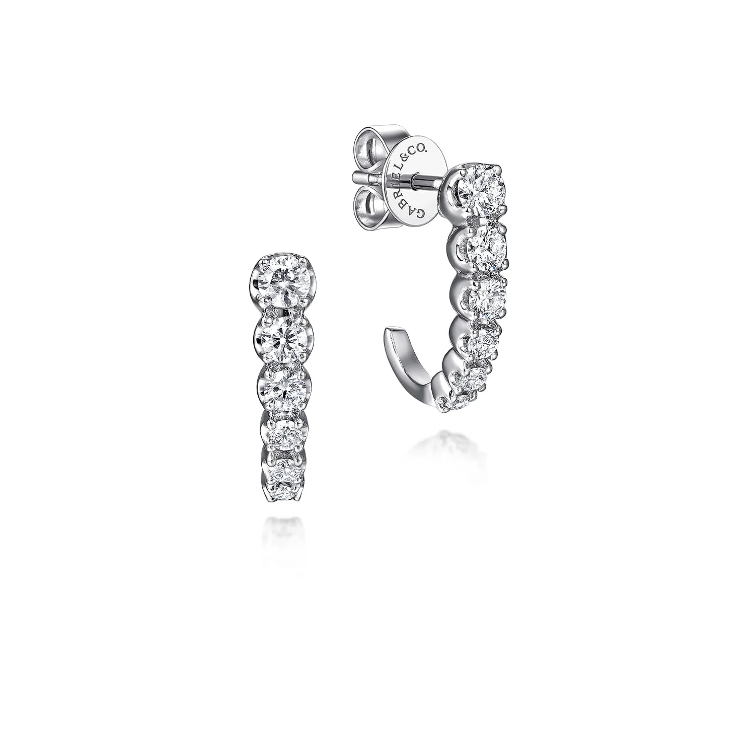Graduating Diamond J Hoop Earrings