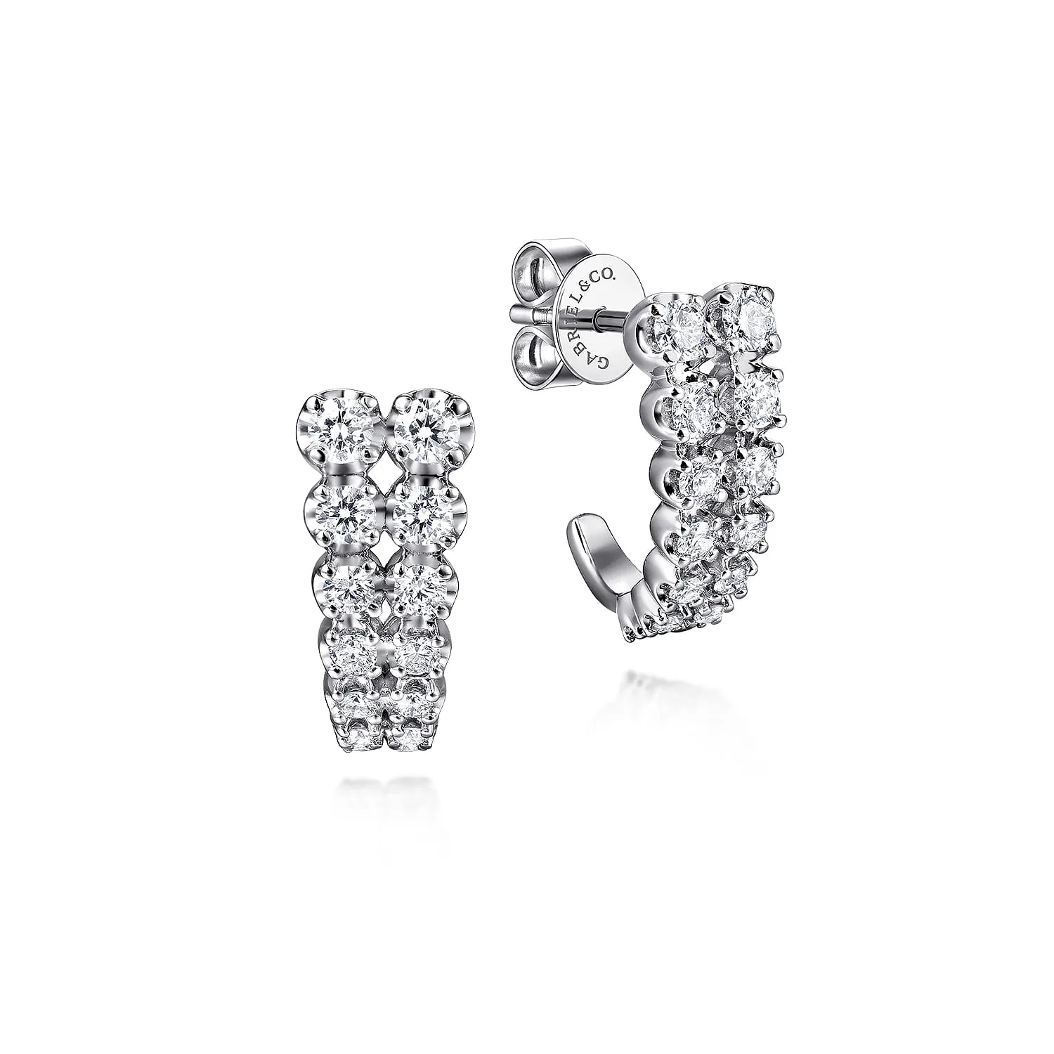 Double Diamond J Hoop Earrings