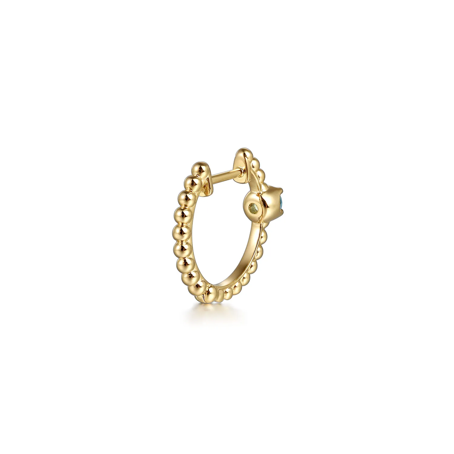 Bujukan Blue Topaz 15mm Huggie Earrings in 14K Yellow Gold, photograph 3