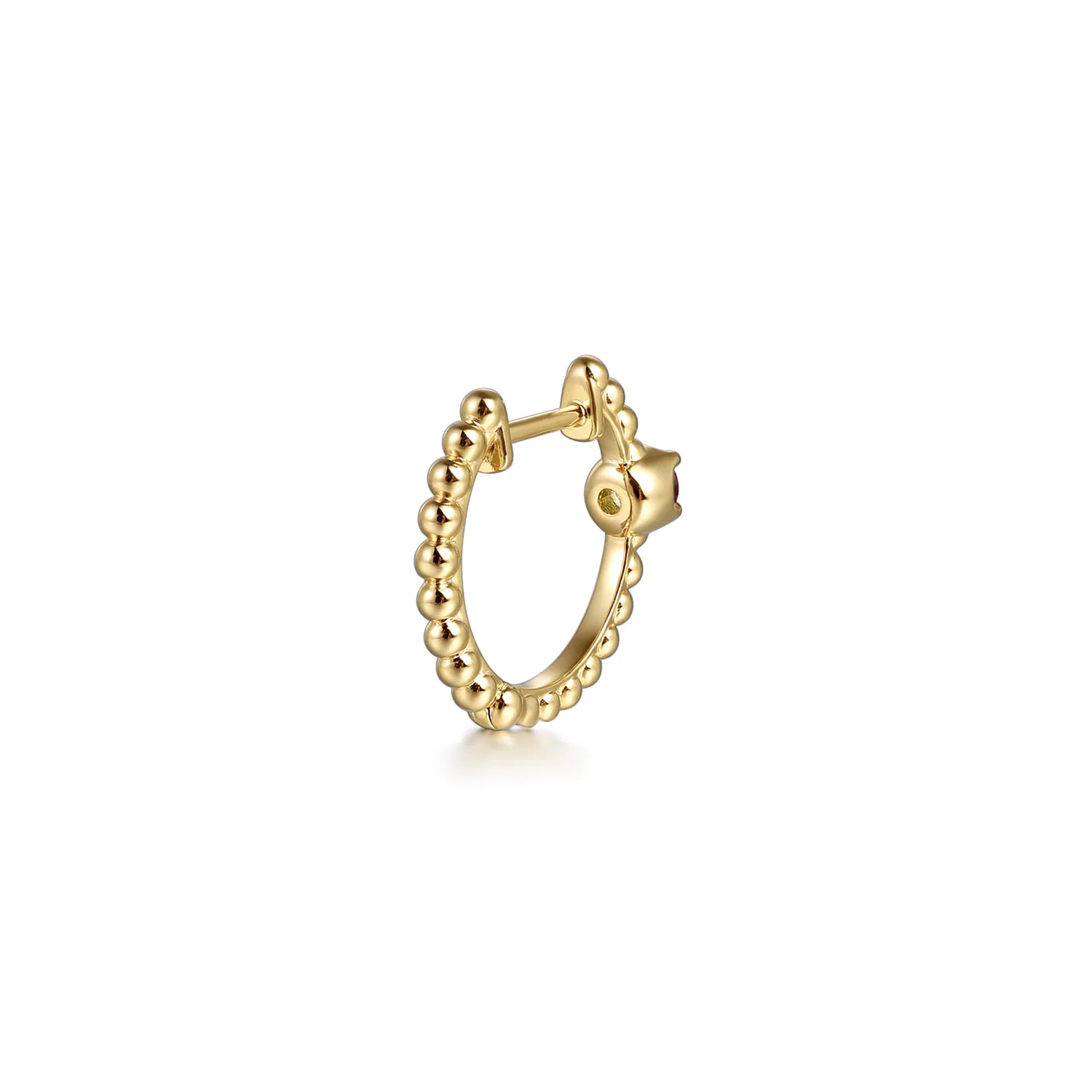 Bujukan Garnet 15mm Huggie Earrings in 14K Yellow Gold, photograph 2
