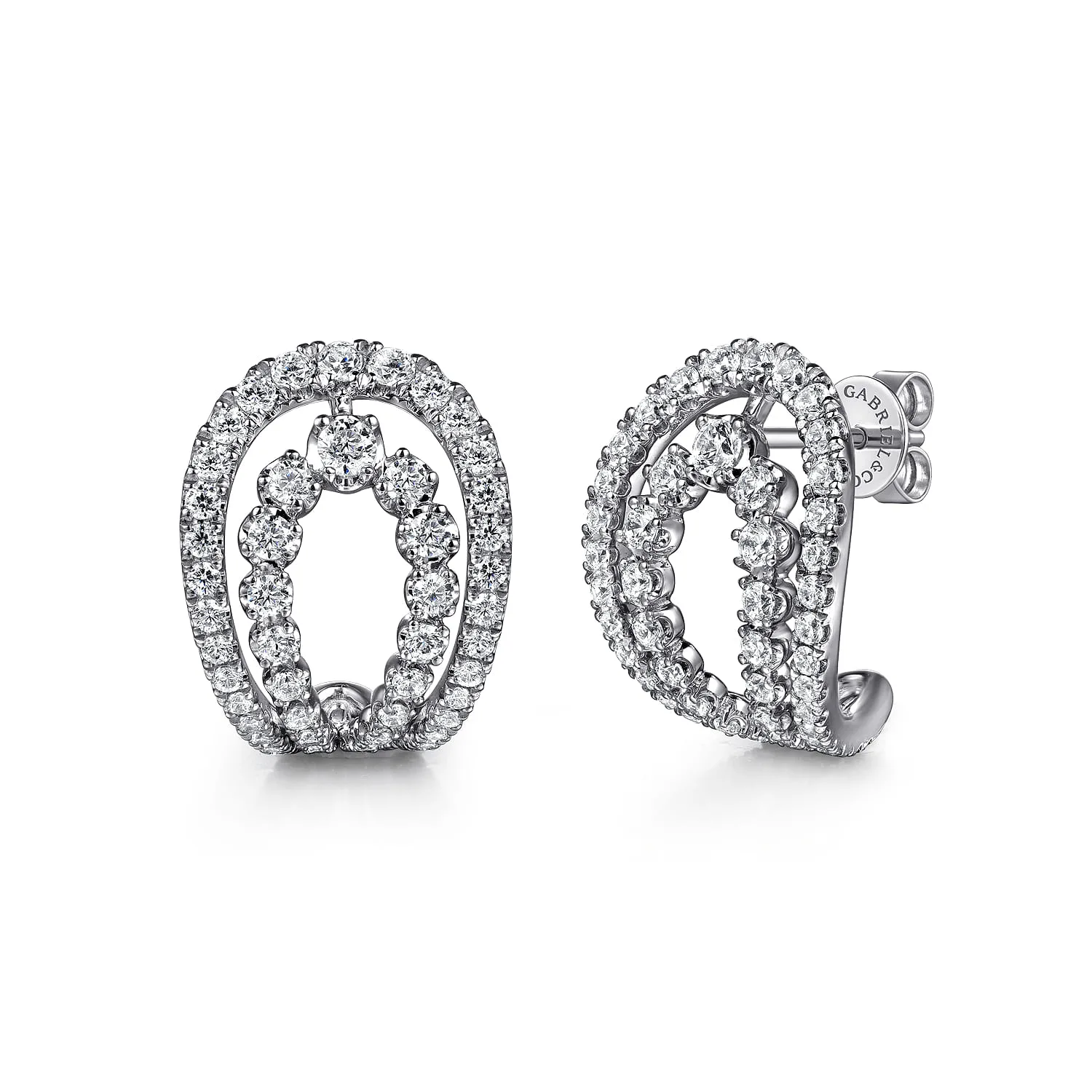 Graduating Diamond J Hoop Earrings