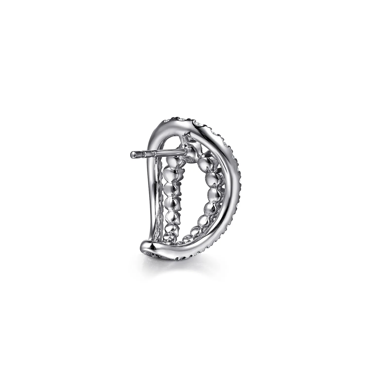 Graduating Diamond J Hoop Earrings in 14K White Gold, photograph 3