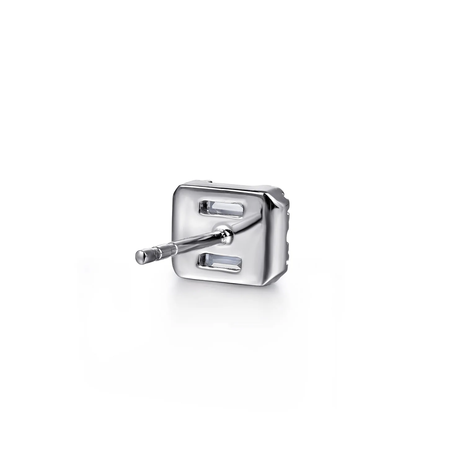 Baguette and Rectangular Diamond Earrings in 14K White Gold, photograph 2