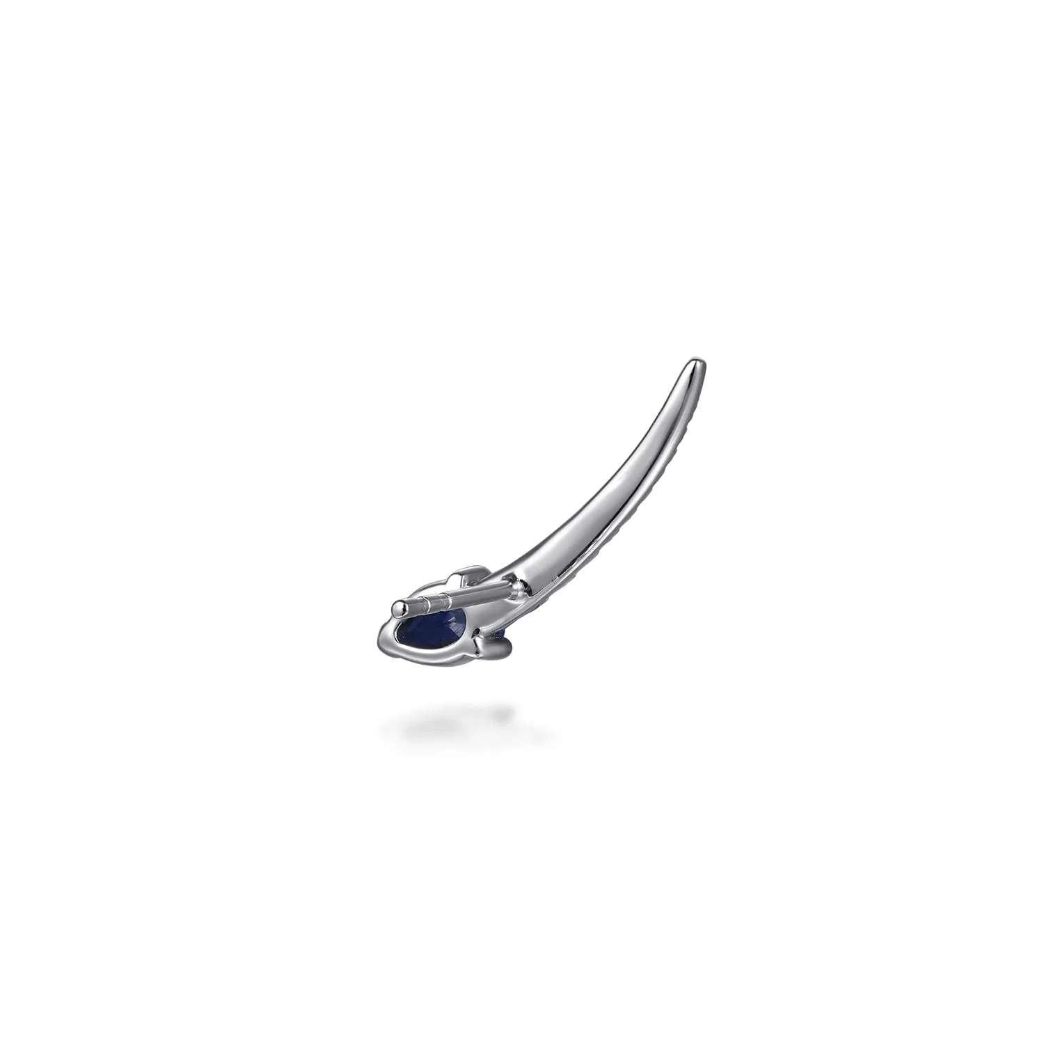 Diamond and Blue Sapphire Stud Earrings in 14K White Gold, photograph 3